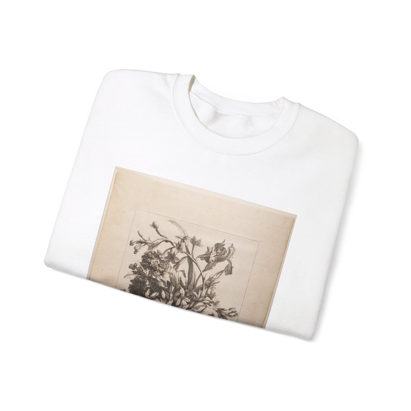 Jean Baptiste Monnoyer - Flowers in a Vase White Heavy Blend Adult Crew Neck SweatShirt