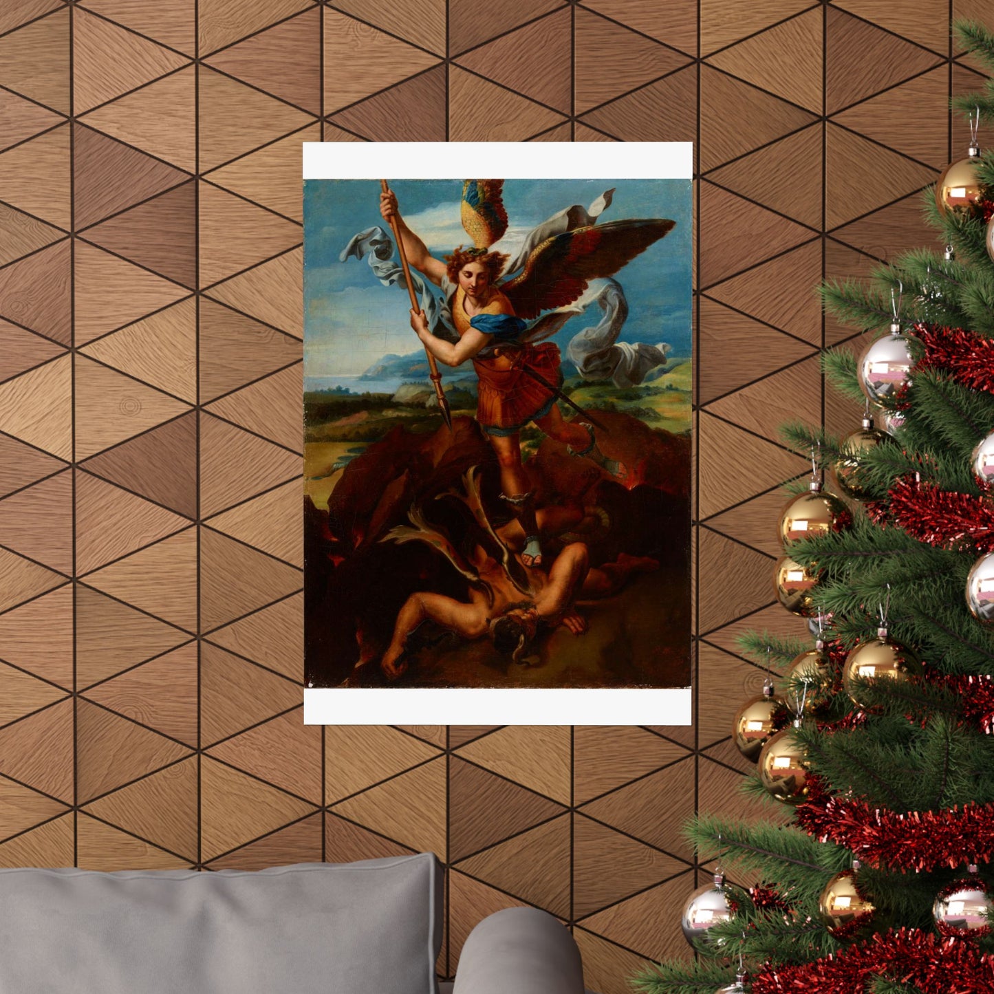 Hadziewicz, Rafał (1803-1886) - Saint Michael the Archangel Vanquishing Satan - MNK XII-A-24 - National Museum Kraków High Quality Matte Wall Art Poster for Home, Office, Classroom