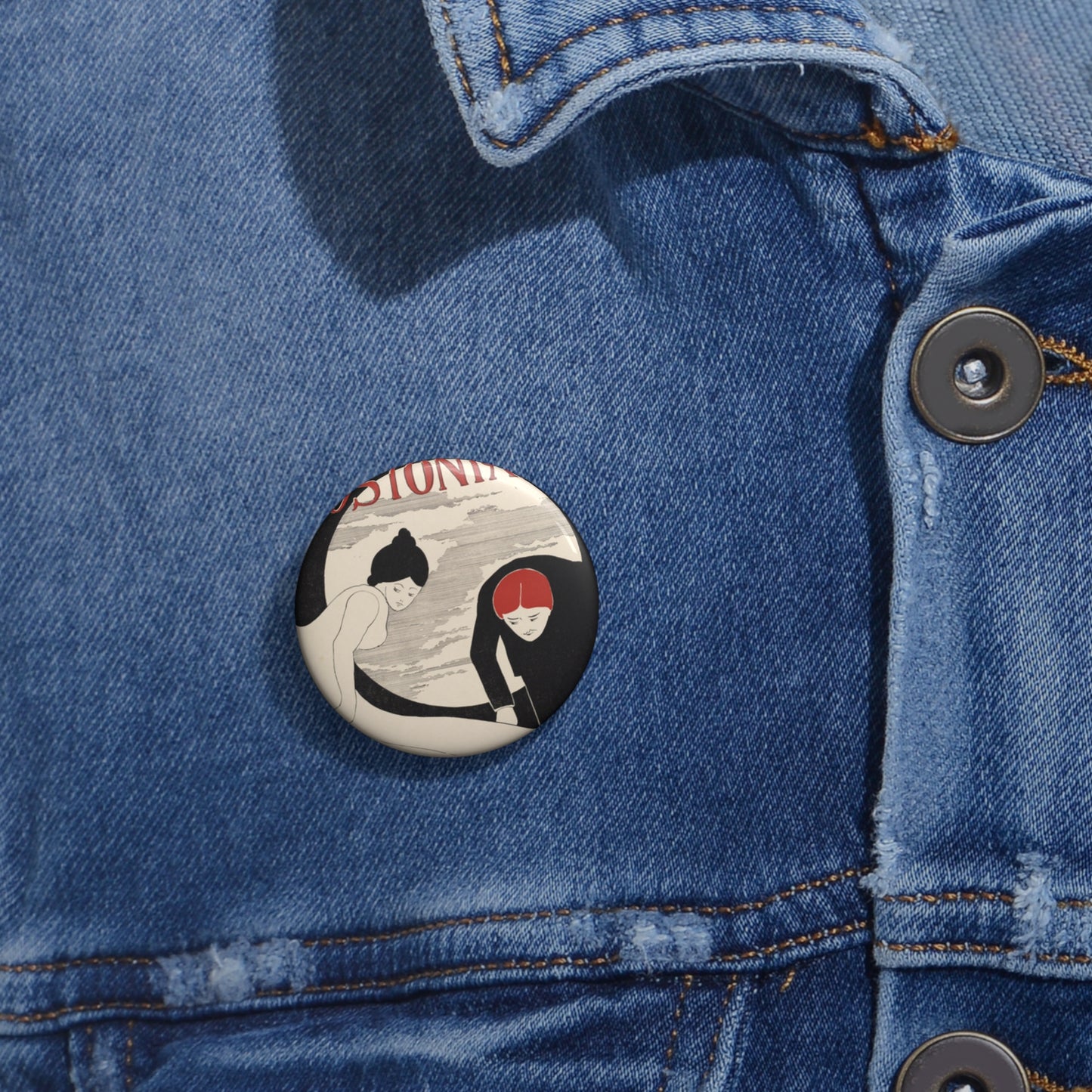 The bostonian, February, Art Nouveau poster Pin Buttons with Crisp Design