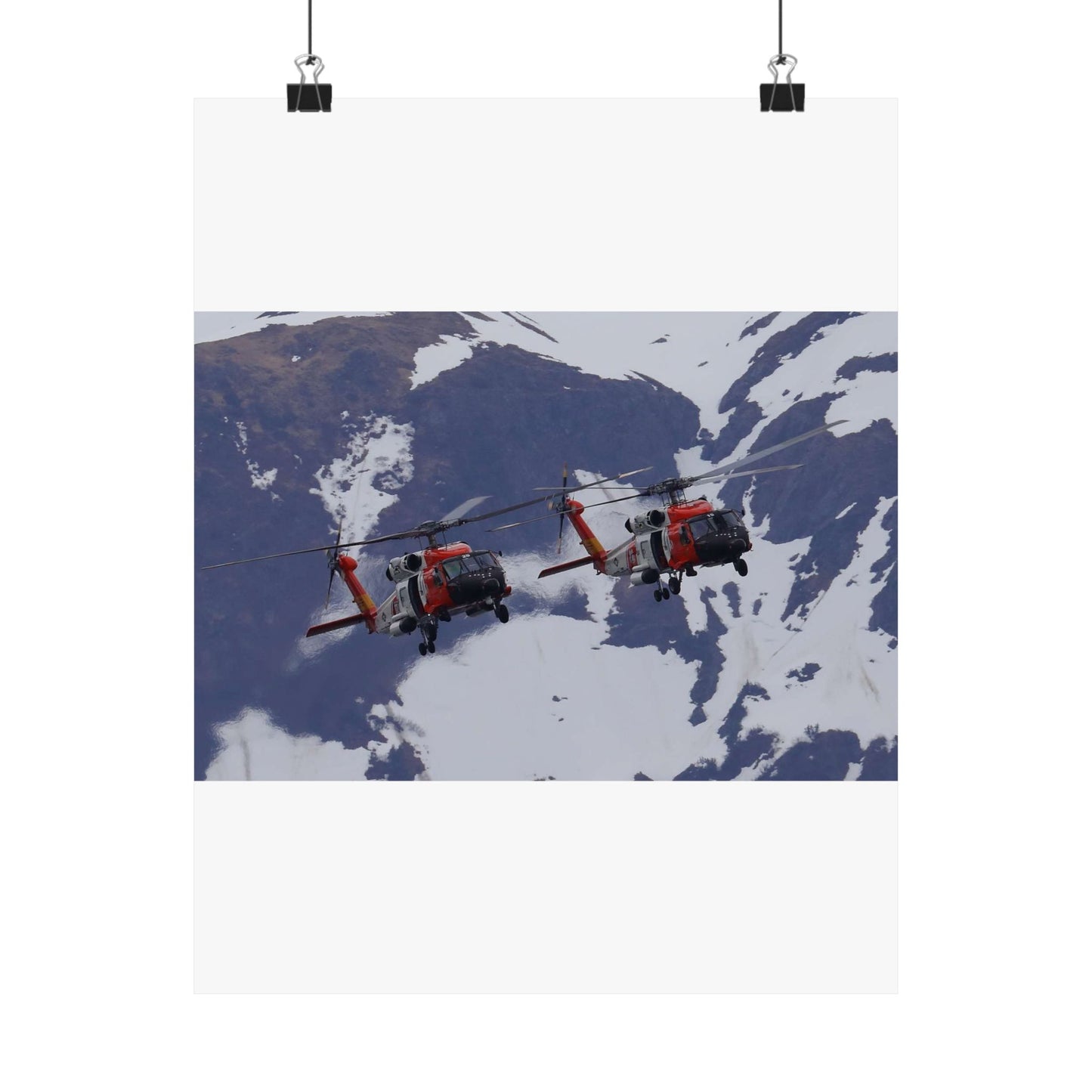 Two Coast Guard Air Station Sitka MH-60 Jayhawk helicopter High Quality Matte Wall Art Poster for Home, Office, Classroom