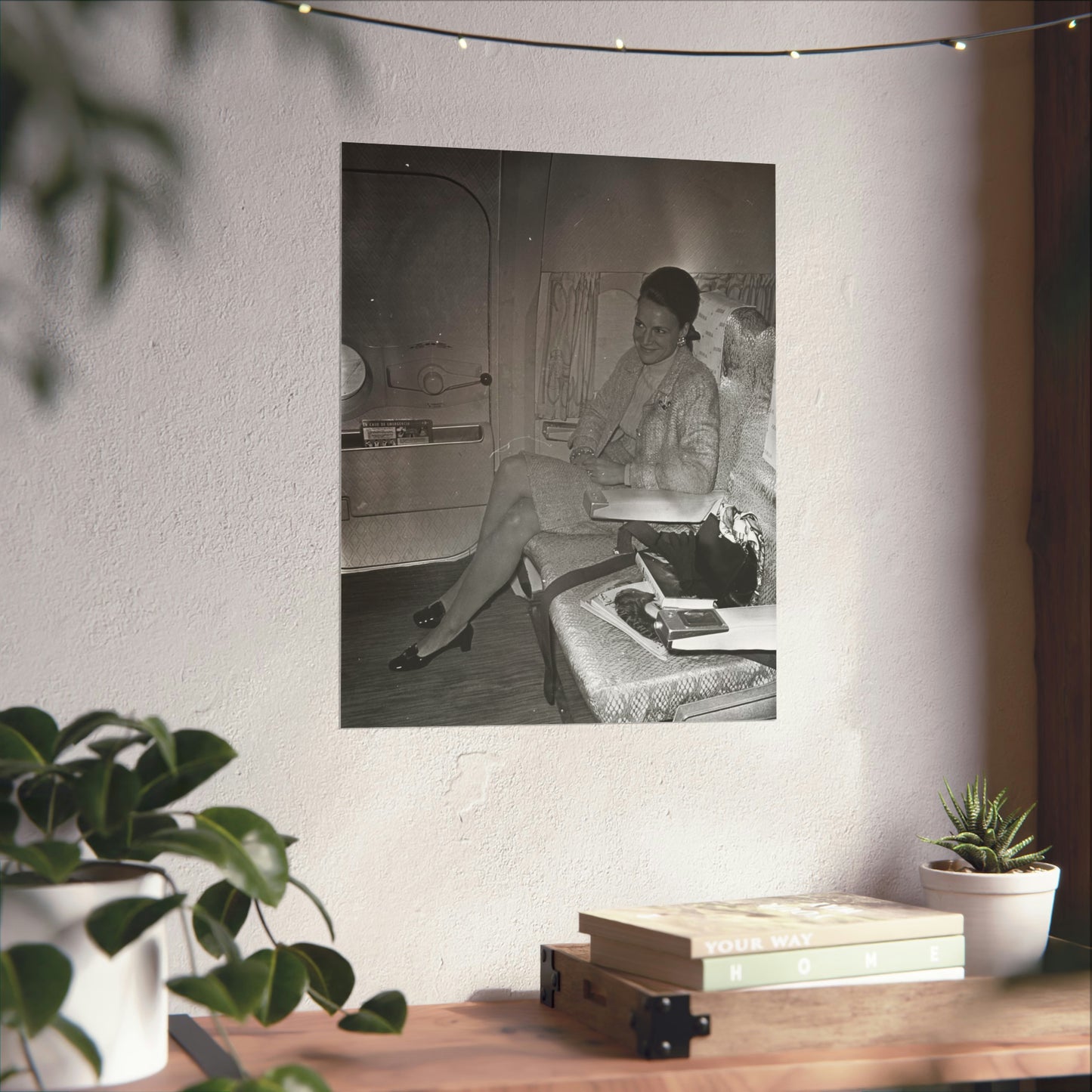 Vertrek prinses Irene van Schiphol. De prinses in het High Quality Matte Wall Art Poster for Home, Office, Classroom