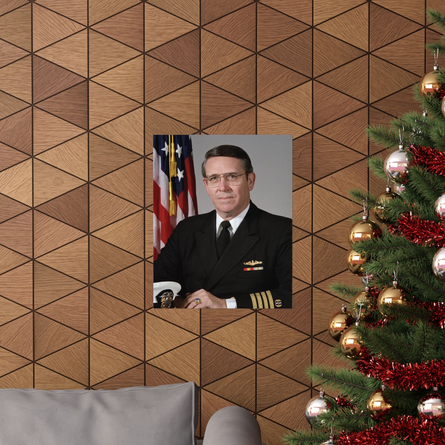 Portrait: US Navy (USN) Captain (CAPT) Charles A. Hougland (uncovered) High Quality Matte Wall Art Poster for Home, Office, Classroom