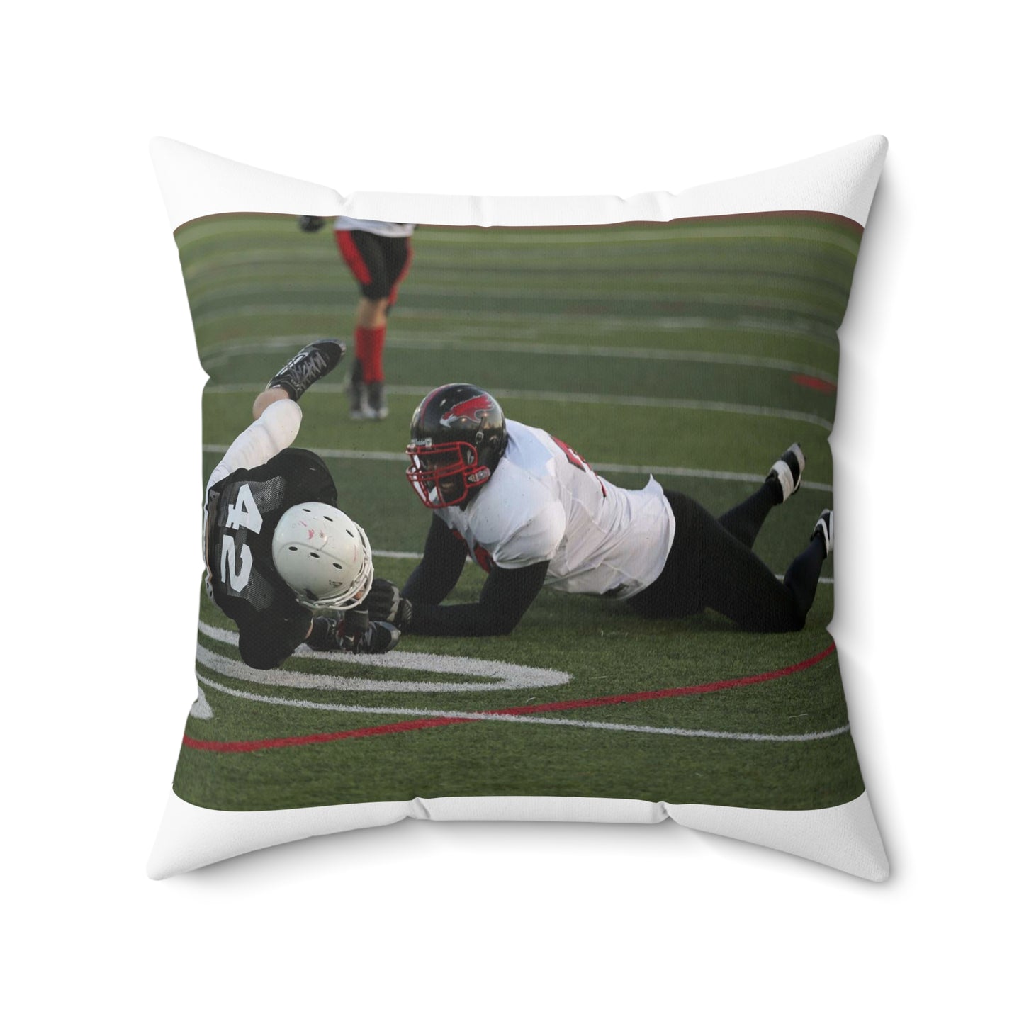 Fred Spencer, Falcons defensive lineman, trips up a Decorative Accent Square Pillow