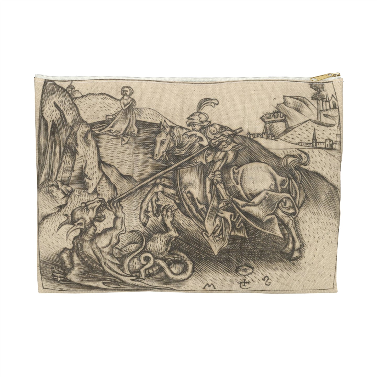 Israhel van Meckenem the Younger - St. George, Martin Schongauer, German Large Organizer Pouch with Black Zipper