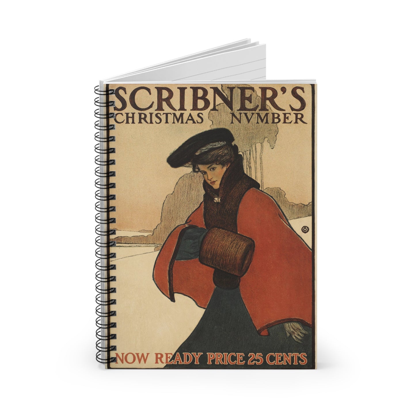 Poster - Scribner's Christmas number - Public domain lithograph Spiral Bound Ruled Notebook with Printed Cover