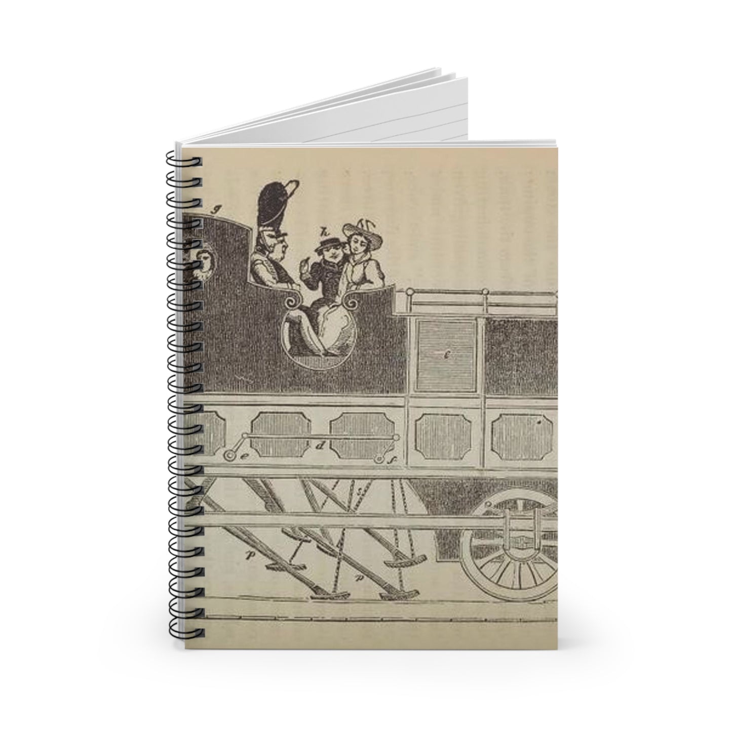 Patent Drawing of Engine - Patent steam coach, by the late Mr. David Gordon Public domain image Spiral Bound Ruled Notebook with Printed Cover