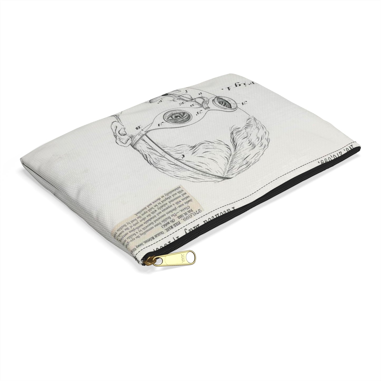 Patent drawing - for C. McIntosh's Fire Mask Public domain image Large Organizer Pouch with Black Zipper