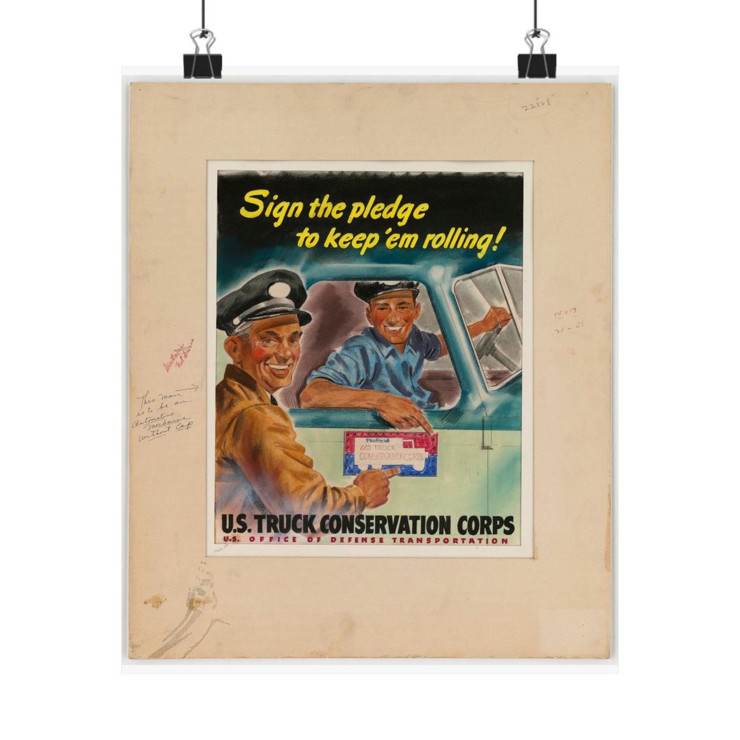 Sign the pledge to keep'em rolling! U.S. Truck Conservation Corps - U.S. Office of Defense Transportation High Quality Matte Wall Art Poster for Home, Office, Classroom