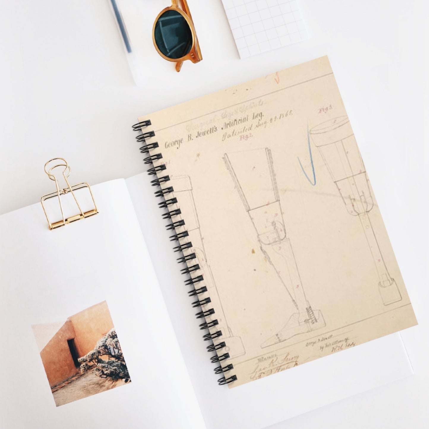 Patent drawing - Drawing of Artificial Leg Public domain image Spiral Bound Ruled Notebook with Printed Cover