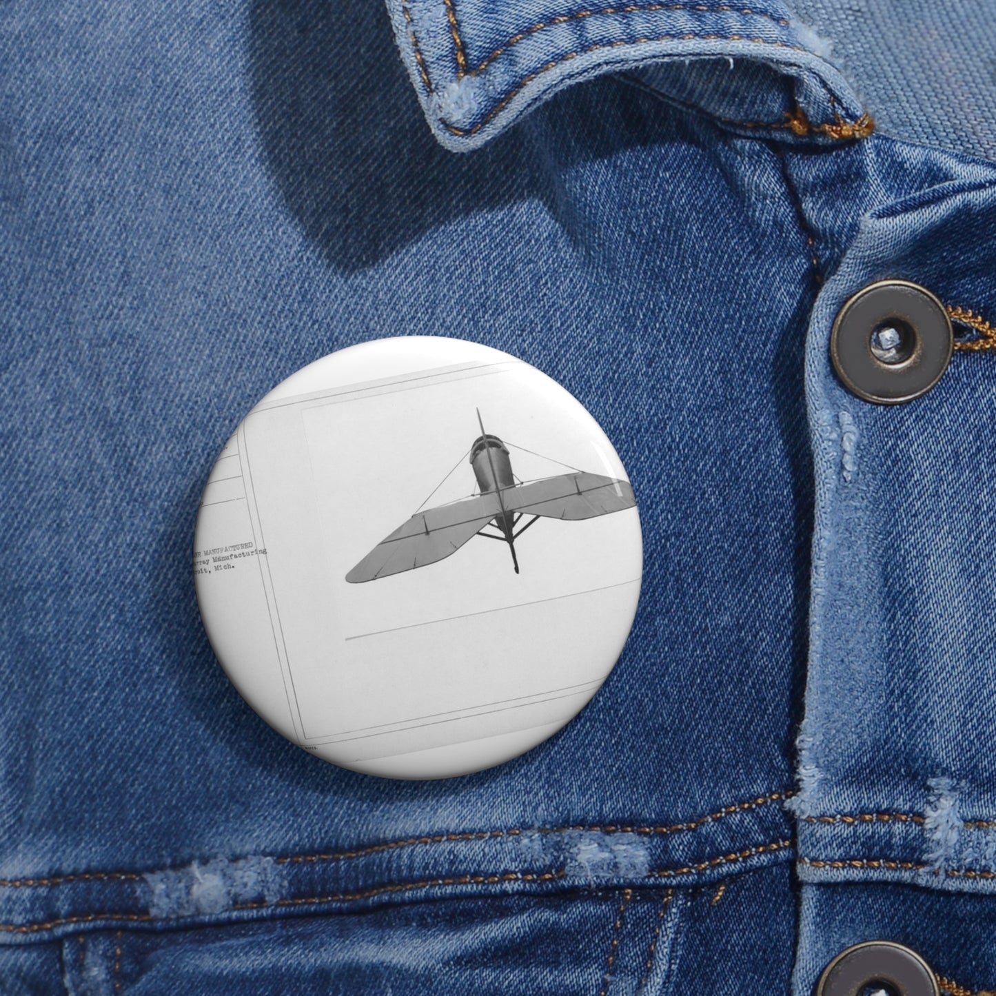 Patent drawing - Airplanes - Types - All steel manufactured by the J.W. Murray Manufacturing Company, Detroit, Michigan Public domain image Pin Buttons with Crisp Design