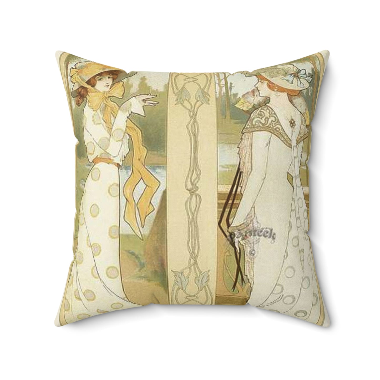 Jane Atché - La Cigarette - Drawing. Public domain image. Decorative Accent Square Pillow