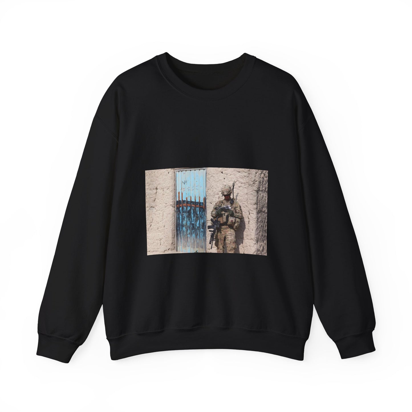 U.S. Army Sgt. Keith Keller, a combat engineer assigned Black Heavy Blend Adult Crew Neck SweatShirt