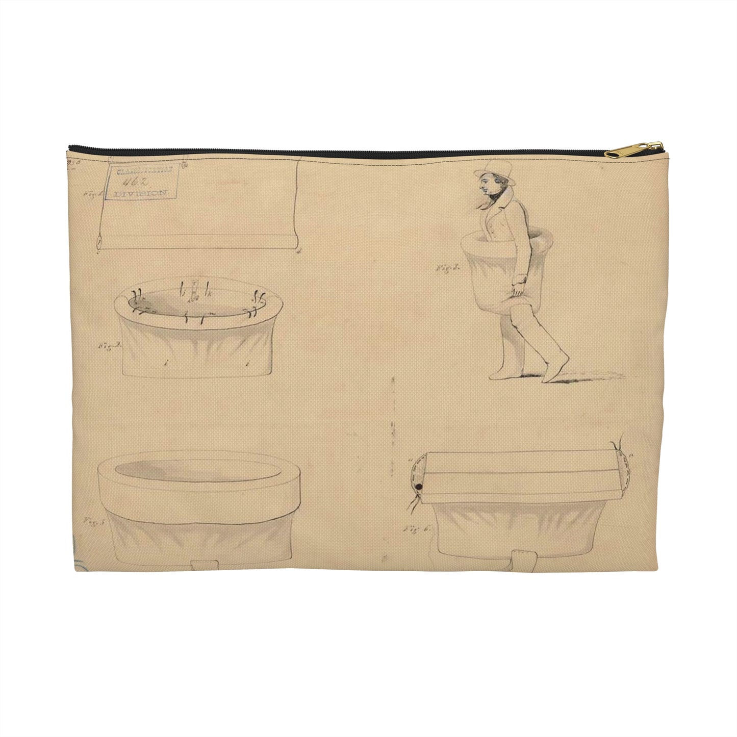Patent drawing - Drawing of a Life Boat Public domain image Large Organizer Pouch with Black Zipper