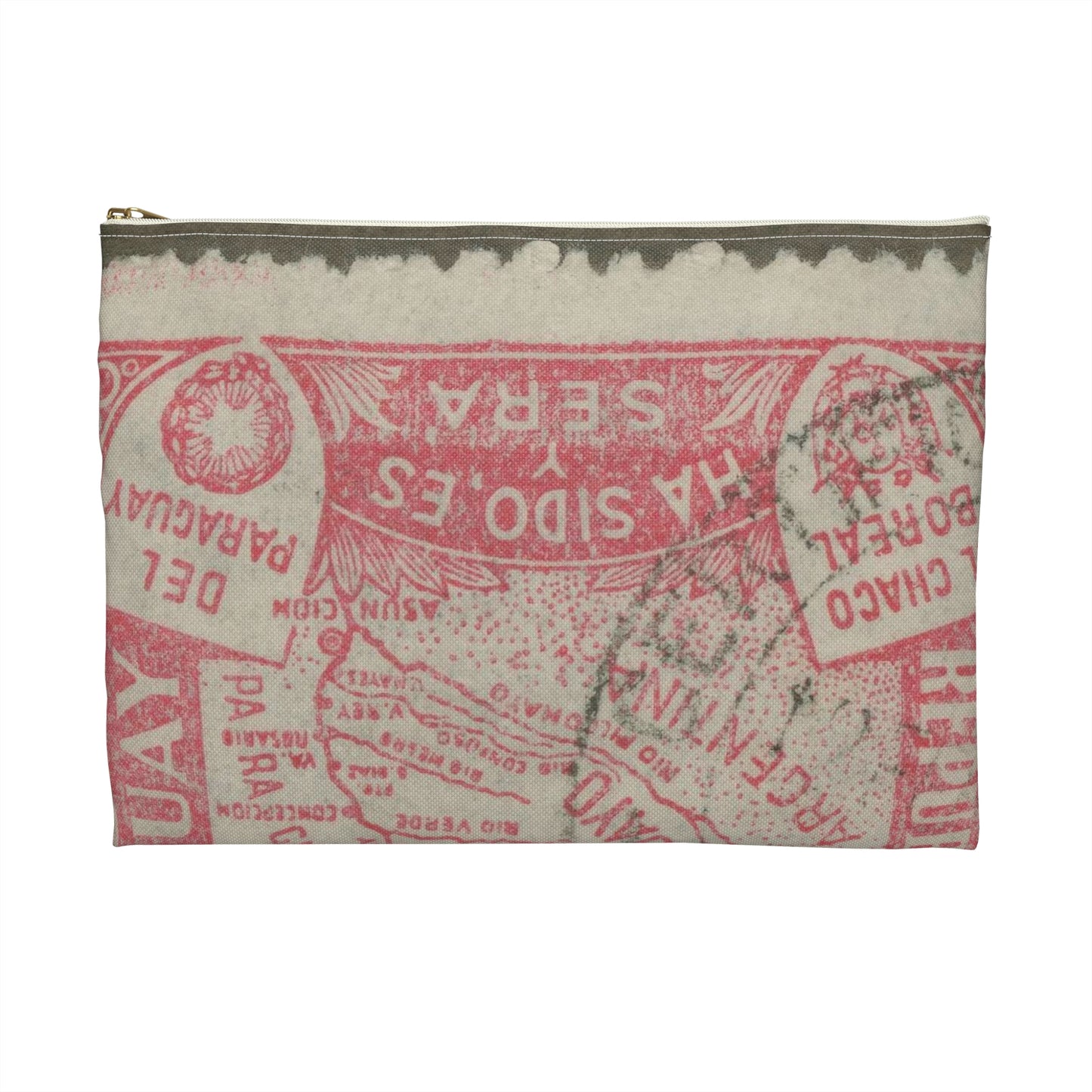 Frimärke ur Gösta Bodmans filatelistiska motivsamling, påbörjad 1950.Frimärke från Paraguay, 1935. Motiv av karta över Paraguay, Grand Chaco. Large Organizer Pouch with Black Zipper