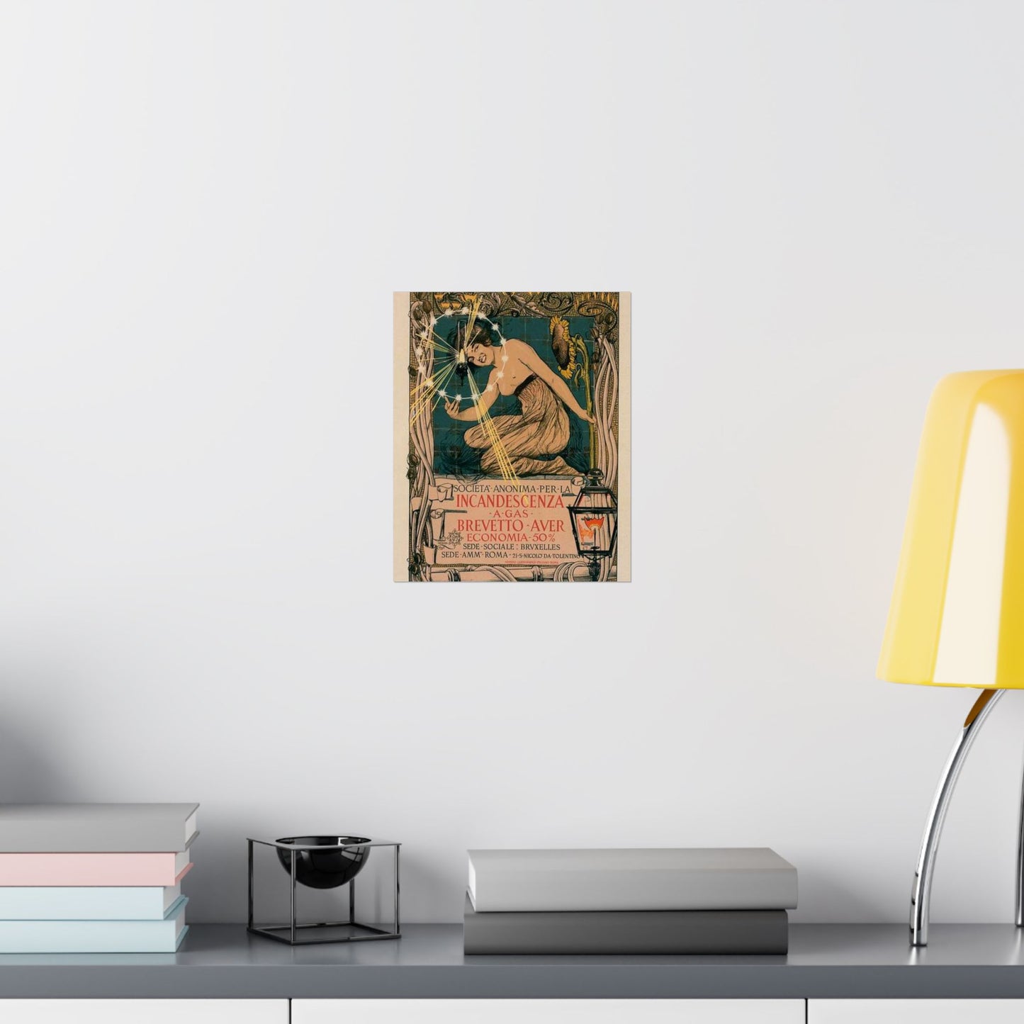Affiche italienne pour l' "Incandescence par le Gaz, Système Auer" High Quality Matte Wall Art Poster for Home, Office, Classroom