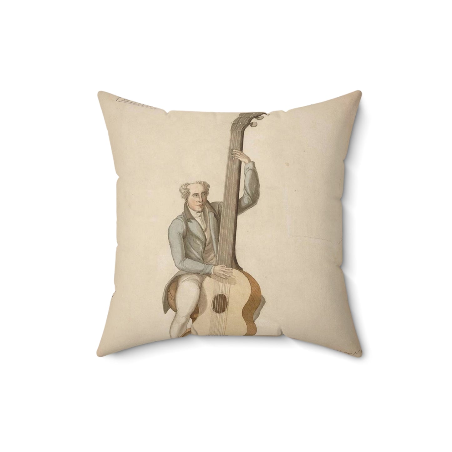 Patent drawing - Drawing of a Harp Guitar Public domain image Decorative Accent Square Pillow