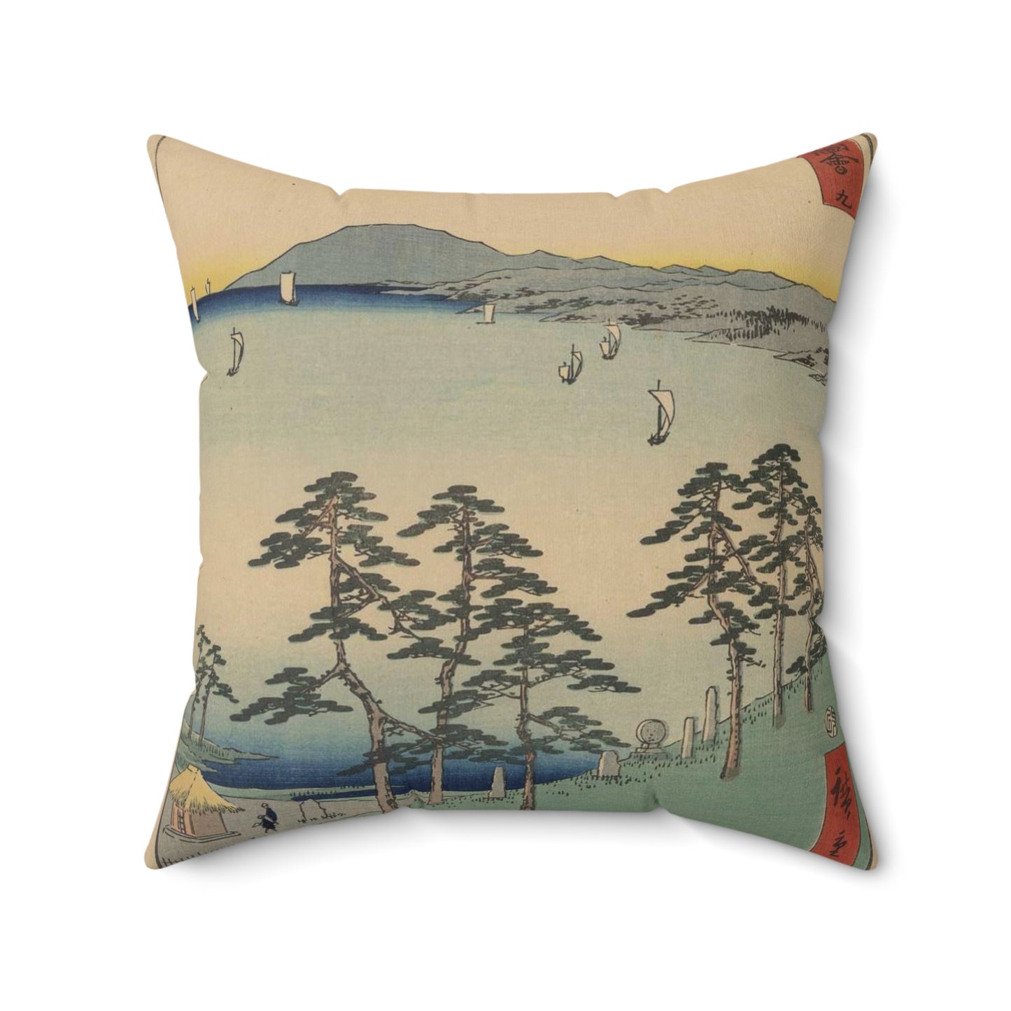 Ohiso, Andō Hiroshige - Public domain portrait drawing Decorative Accent Square Pillow