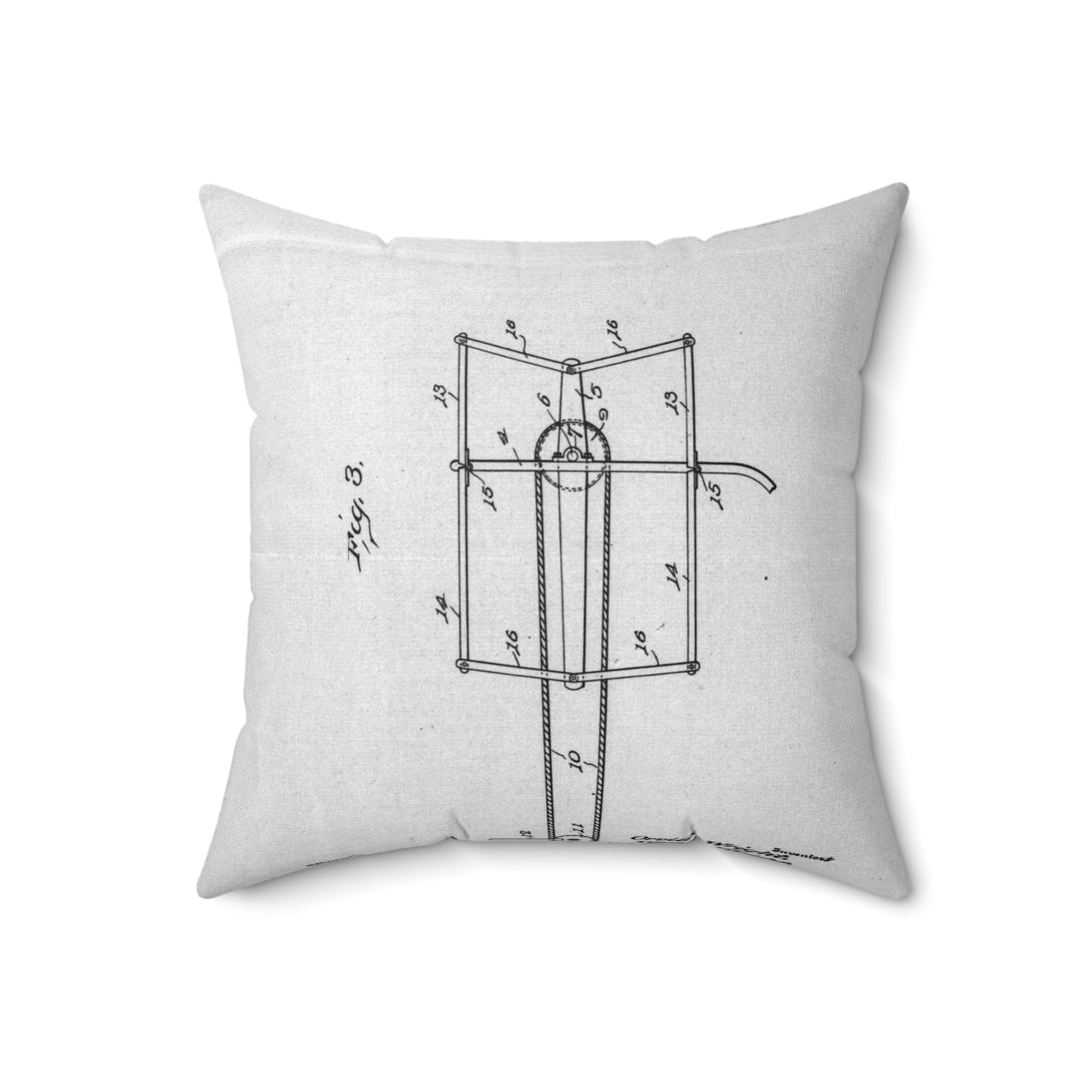 Patent drawing - Subject File: Patents--By Wright Brothers--USA--filed 15 July 1908, patented 5 January 1909 Public domain image Decorative Accent Square Pillow