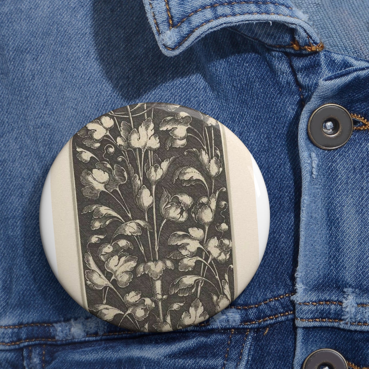 Heinrich Aldegrever - Bladranken met twee kinderen Pin Buttons with Crisp Design