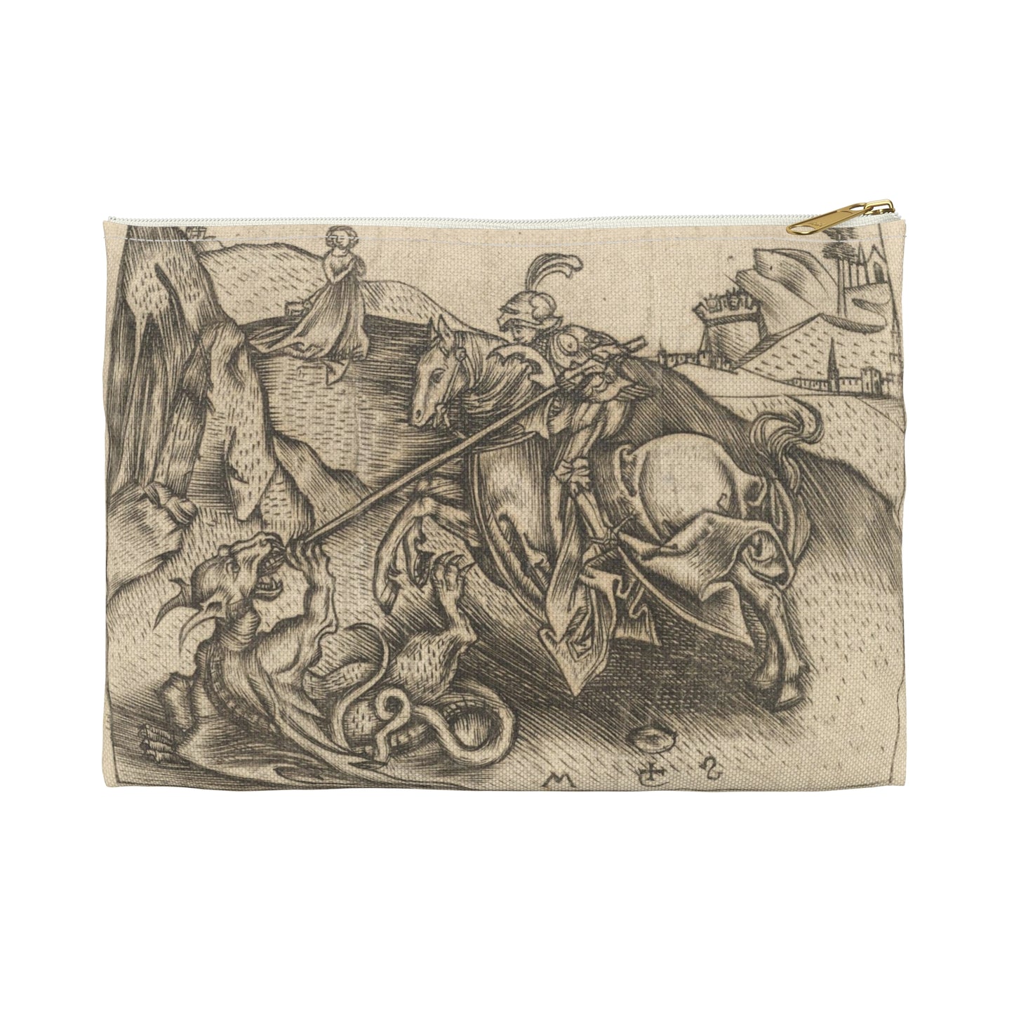 Israhel van Meckenem the Younger - St. George, Martin Schongauer, German Large Organizer Pouch with Black Zipper