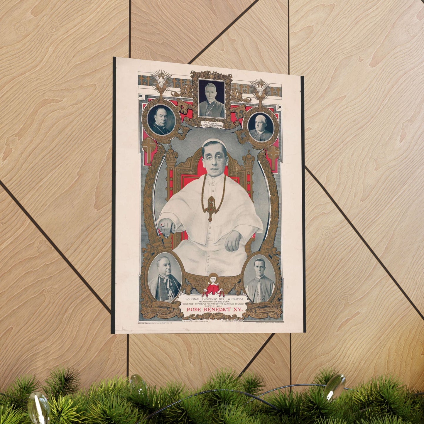 Pope Benedict XV: Cardinal Giacomo Della Chiese, Archbishop of Bologna, Elected Supreme Pontiff of the Catholic Church, September 3, 1914 High Quality Matte Wall Art Poster for Home, Office, Classroom