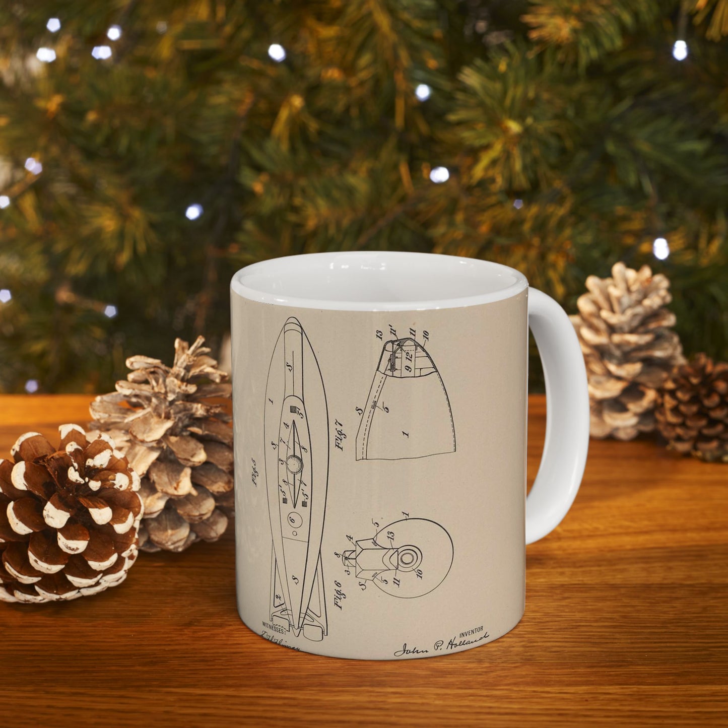 Patent drawing - Drawing for a Submarine Boat Public domain image Beautiful Novelty Ceramic Coffee Mug 11oz