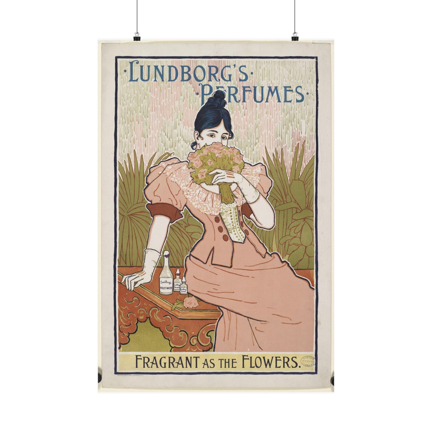 Lundborg's perfumes, Art Nouveau poster High Quality Matte Wall Art Poster for Home, Office, Classroom