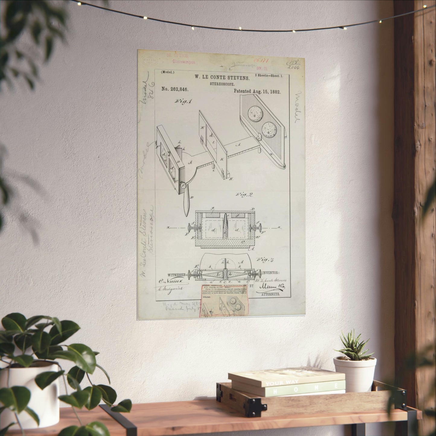 Patent drawing - for W. Le Conte Stevens' Stereoscope Public domain image High Quality Matte Wall Art Poster for Home, Office, Classroom