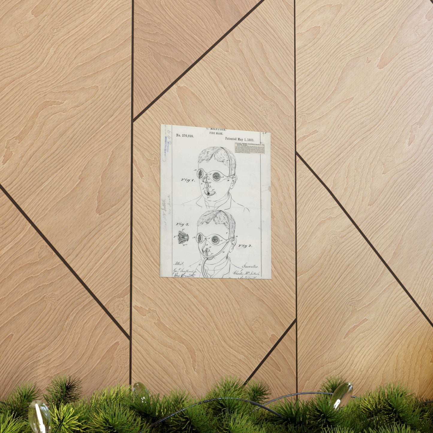 Patent drawing - for C. McIntosh's Fire Mask Public domain image High Quality Matte Wall Art Poster for Home, Office, Classroom