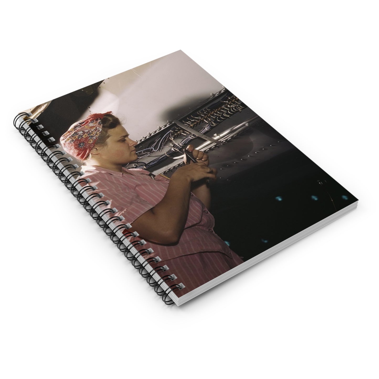 With careful Douglas training, women do accurate electrical assembly and installation work, Douglas Aircraft Company, Long Beach, Calif. Spiral Bound Ruled Notebook with Printed Cover