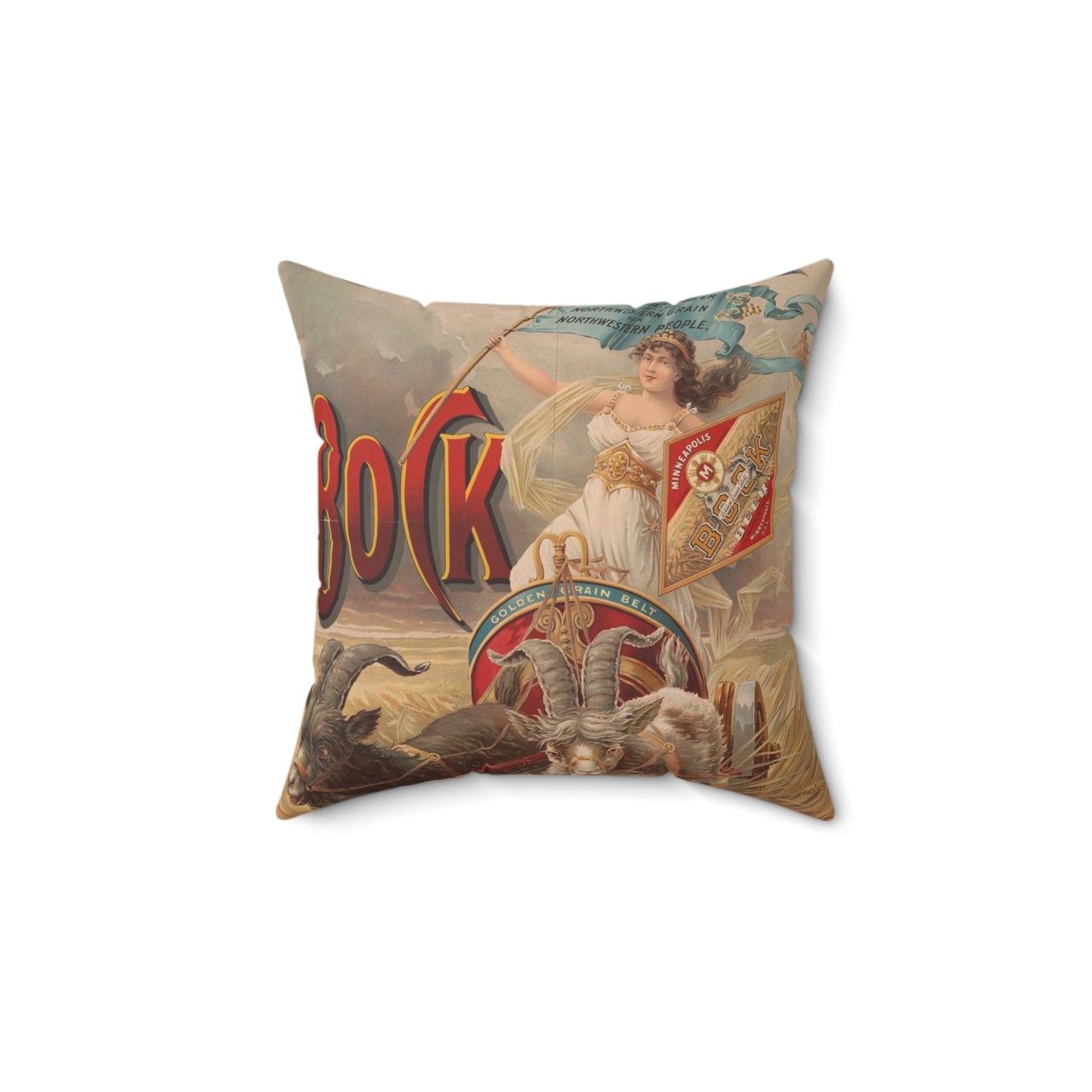 Minneapolis Brewing Cos., bock - Public domain graphic arts, Library of Congress Decorative Accent Square Pillow