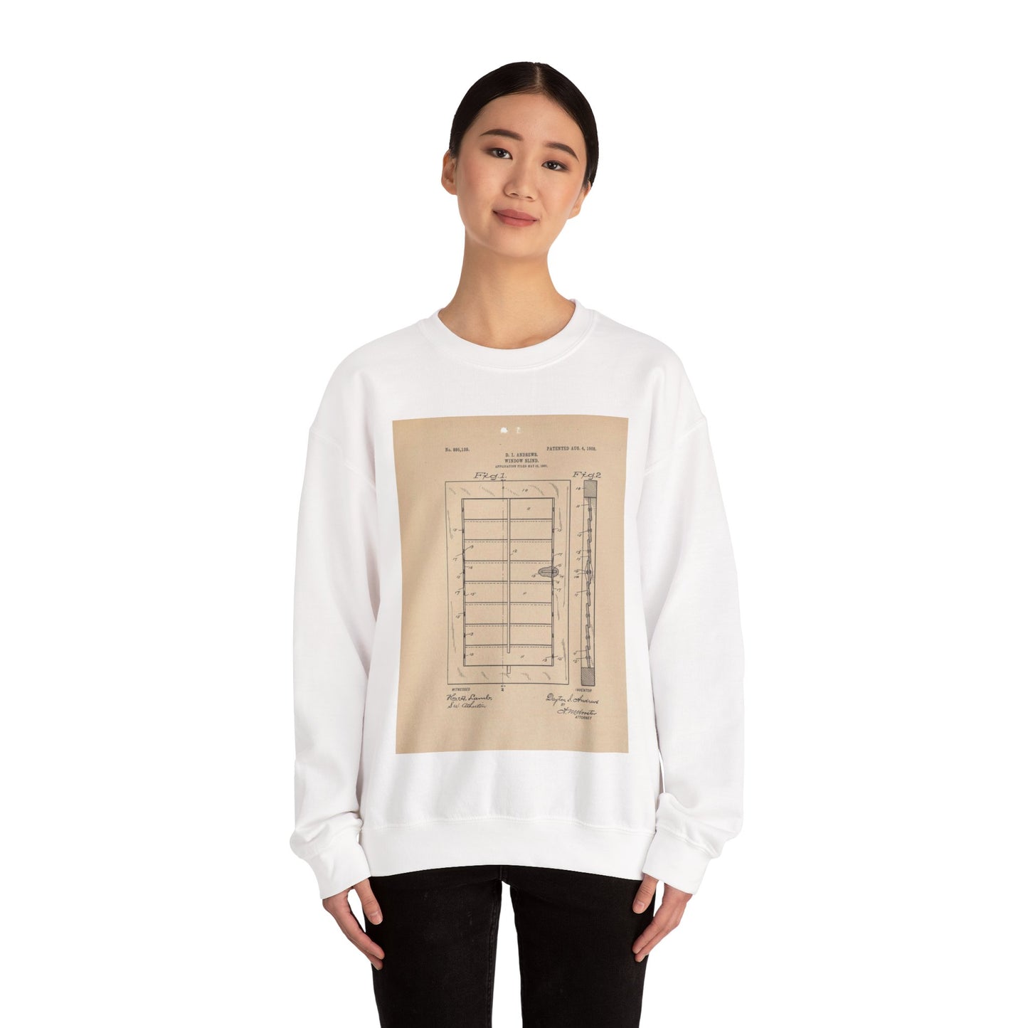 Patent Drawing of Engine - for a Window Blind Public domain image White Heavy Blend Adult Crew Neck SweatShirt