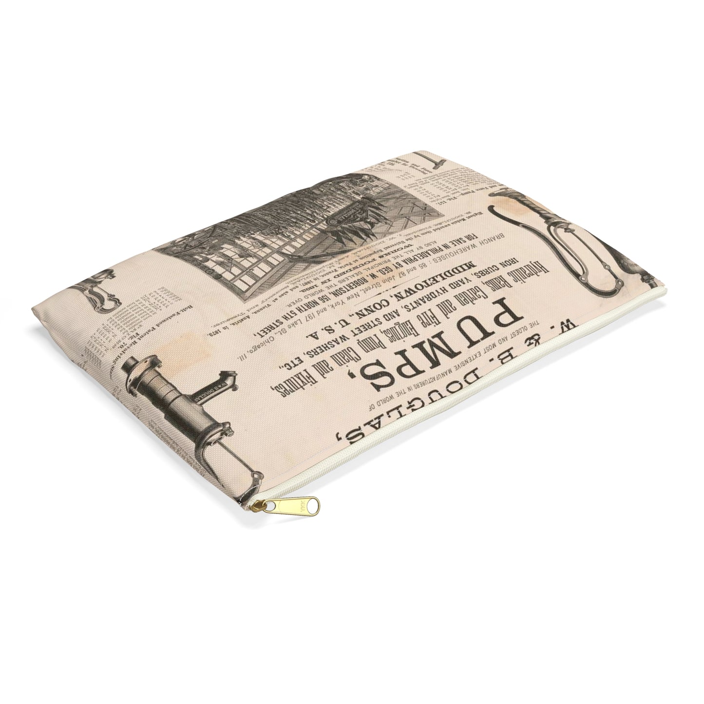 W. & B. Douglas, the oldest and most extensive manufacturers in the world of pumps Large Organizer Pouch with Black Zipper