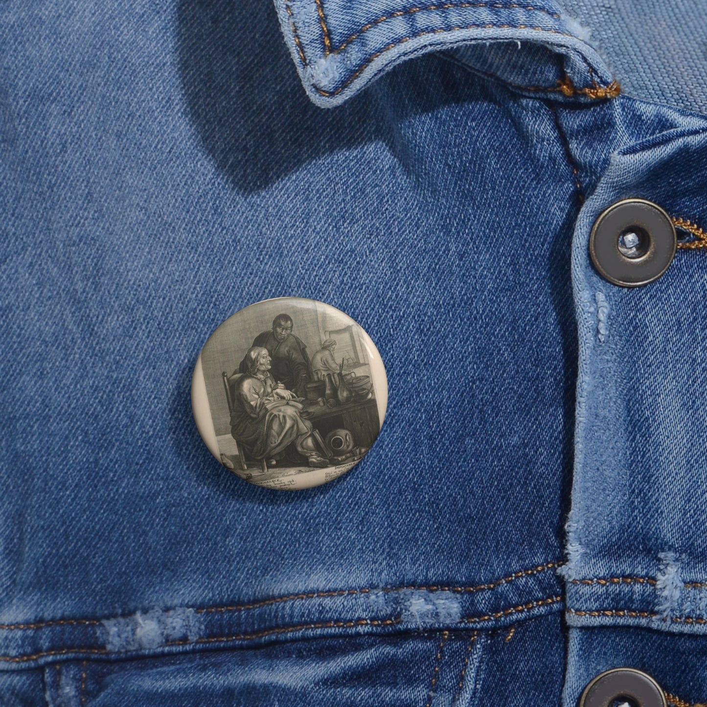 Alchemist - Rijksmuseum public domain dedication Pin Buttons with Crisp Design