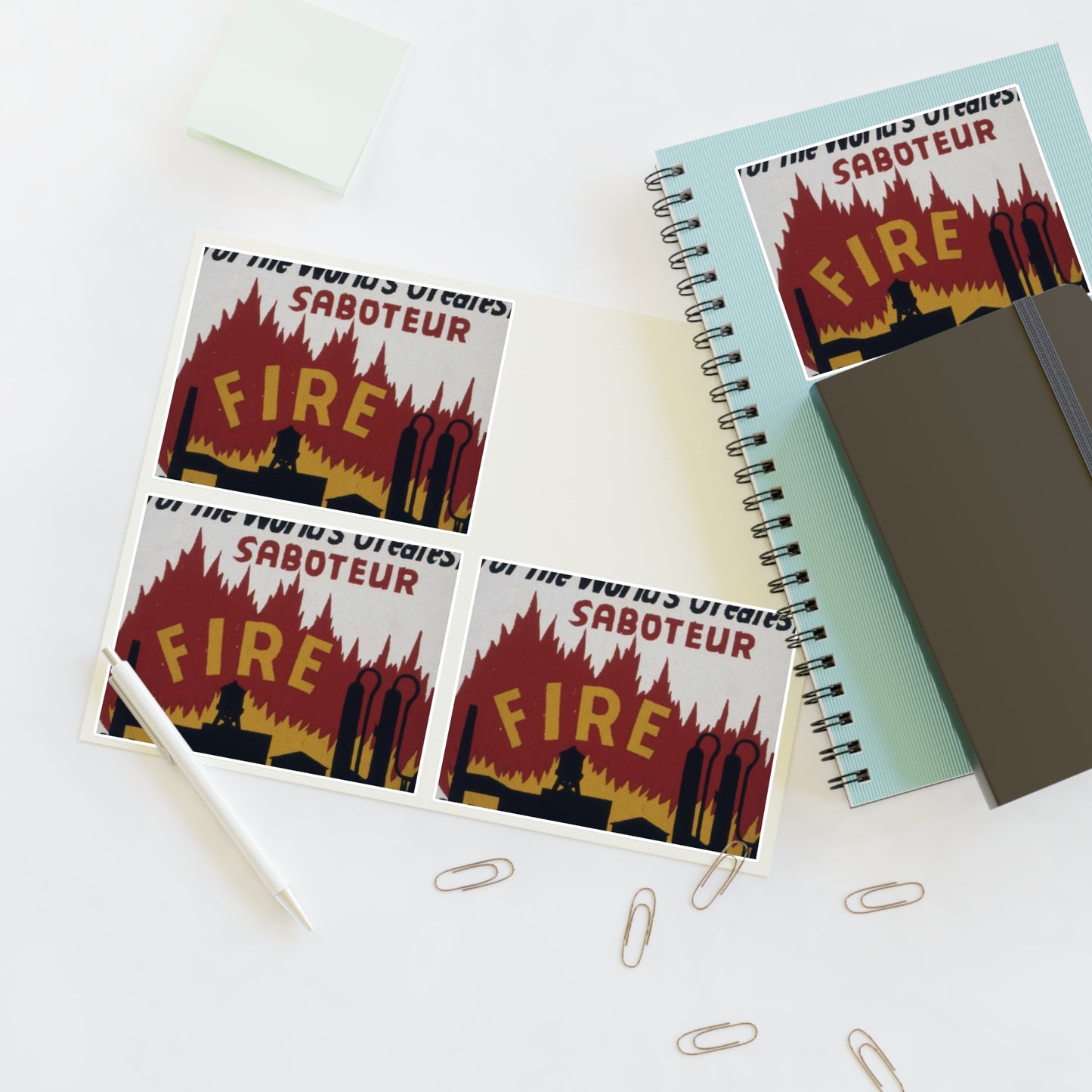Be on the alert^ for the world's greatest saboteur. Fire. Watch for fire hazards^ - NARA - 535248 Laminated UV Protective Vinyl Stickers