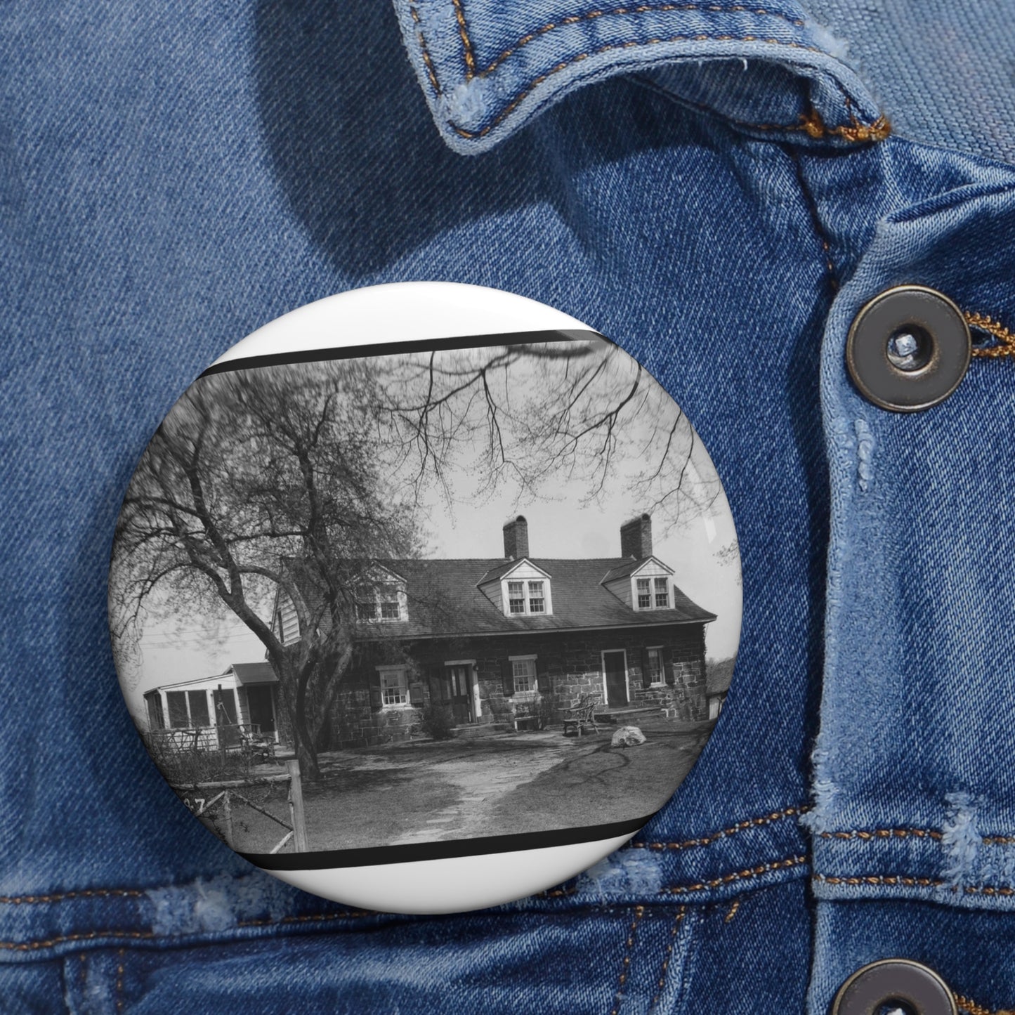 Simon Van Duyne House, Maple Lane & Hook Mountain Road, Pine Brook, Morris County, NJ Pin Buttons with Crisp Design