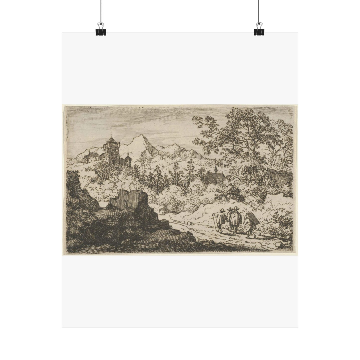 The Three Men and the Porter - Public domain dedication. Metropolitan Museum of Art image. High Quality Matte Wall Art Poster for Home, Office, Classroom