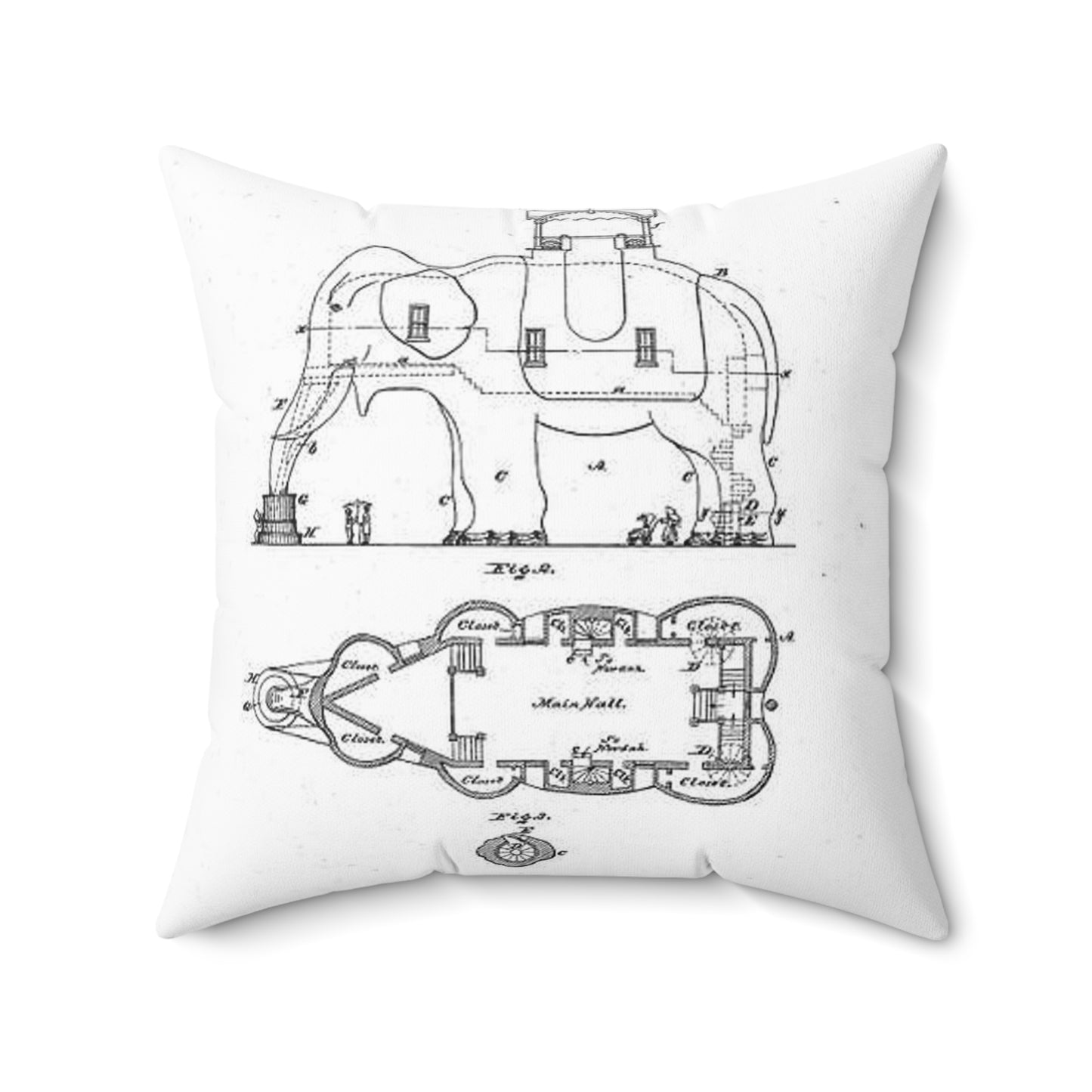 Patent Drawing of Engine - Lucy-USpatent268503 1882 Public domain image Decorative Accent Square Pillow