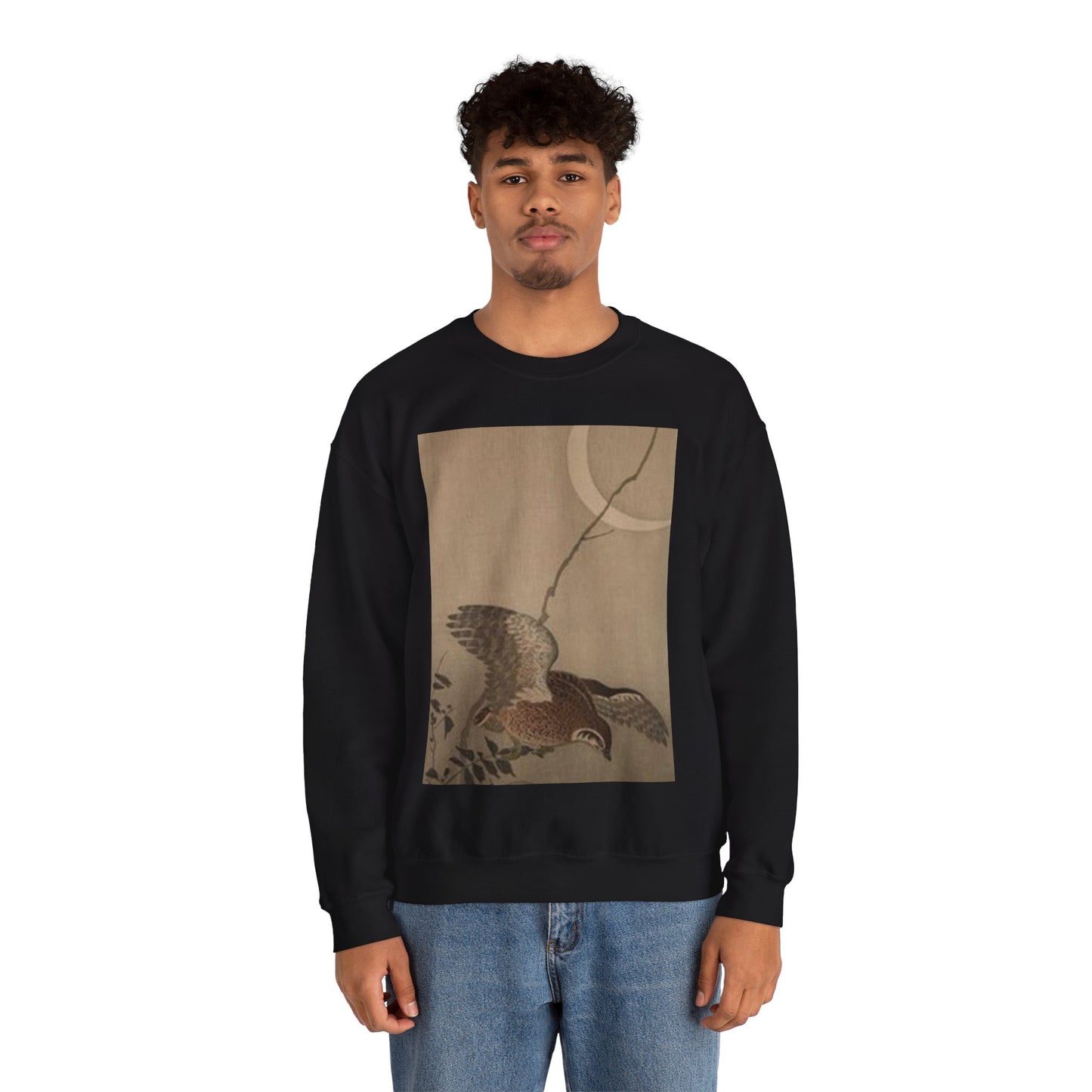 Koson Eule, Ohara Koson. 19th century Japan. Public domain image. Black Heavy Blend Adult Crew Neck SweatShirt