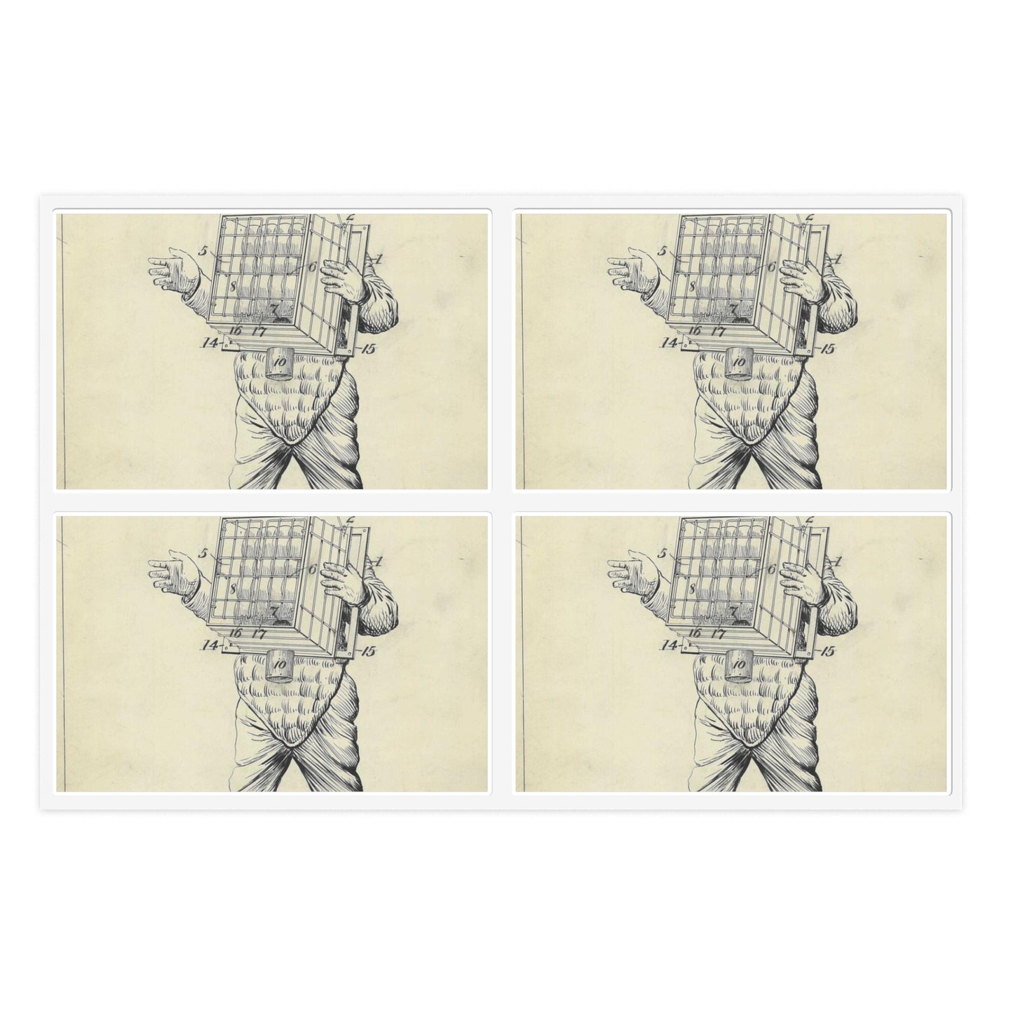 Patent drawing - Drawing of Equipment for a "Base Ball Catcher" Public domain image Laminated UV Protective Vinyl Stickers