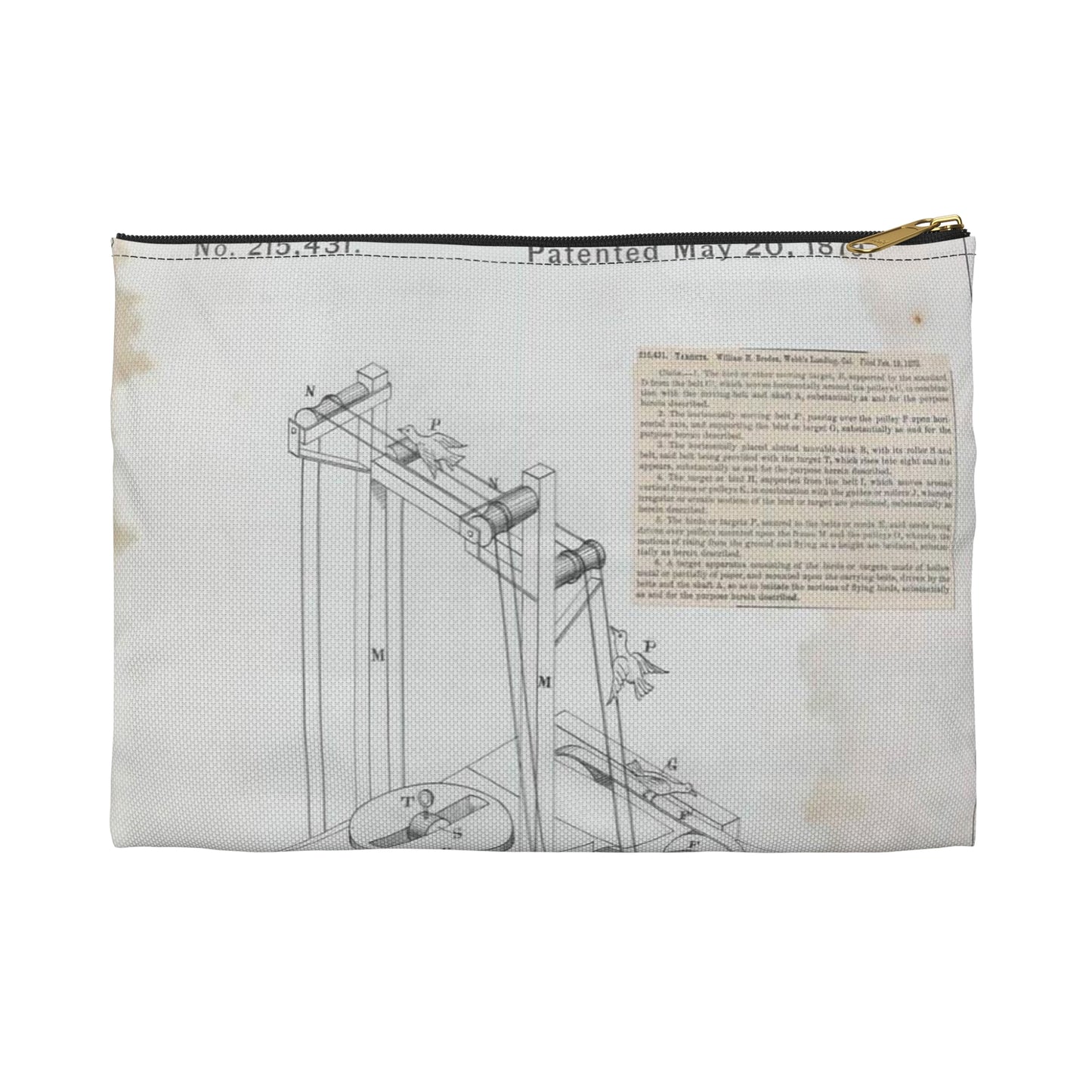 Patent drawing - for W. H. Broden's Target Public domain image Large Organizer Pouch with Black Zipper