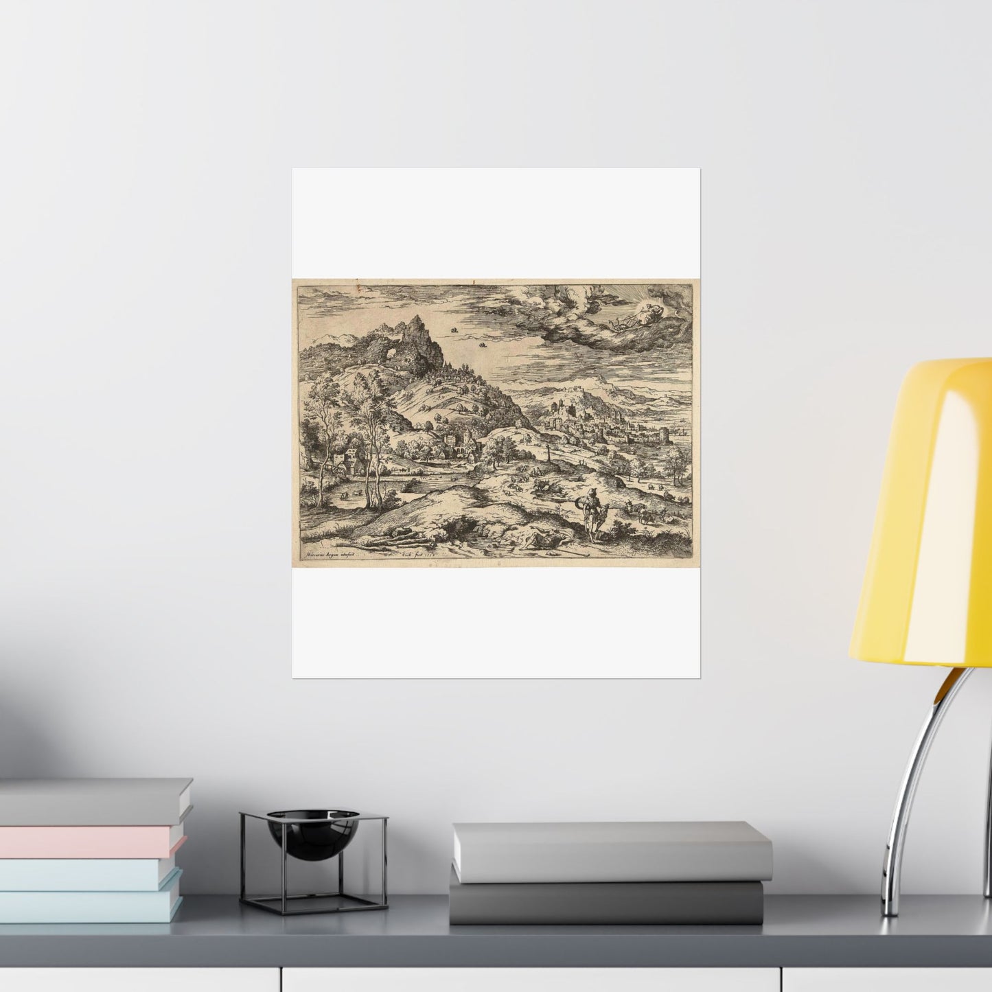 Hieronymus Cock - Mercurius met het hoofd van Argus High Quality Matte Wall Art Poster for Home, Office, Classroom