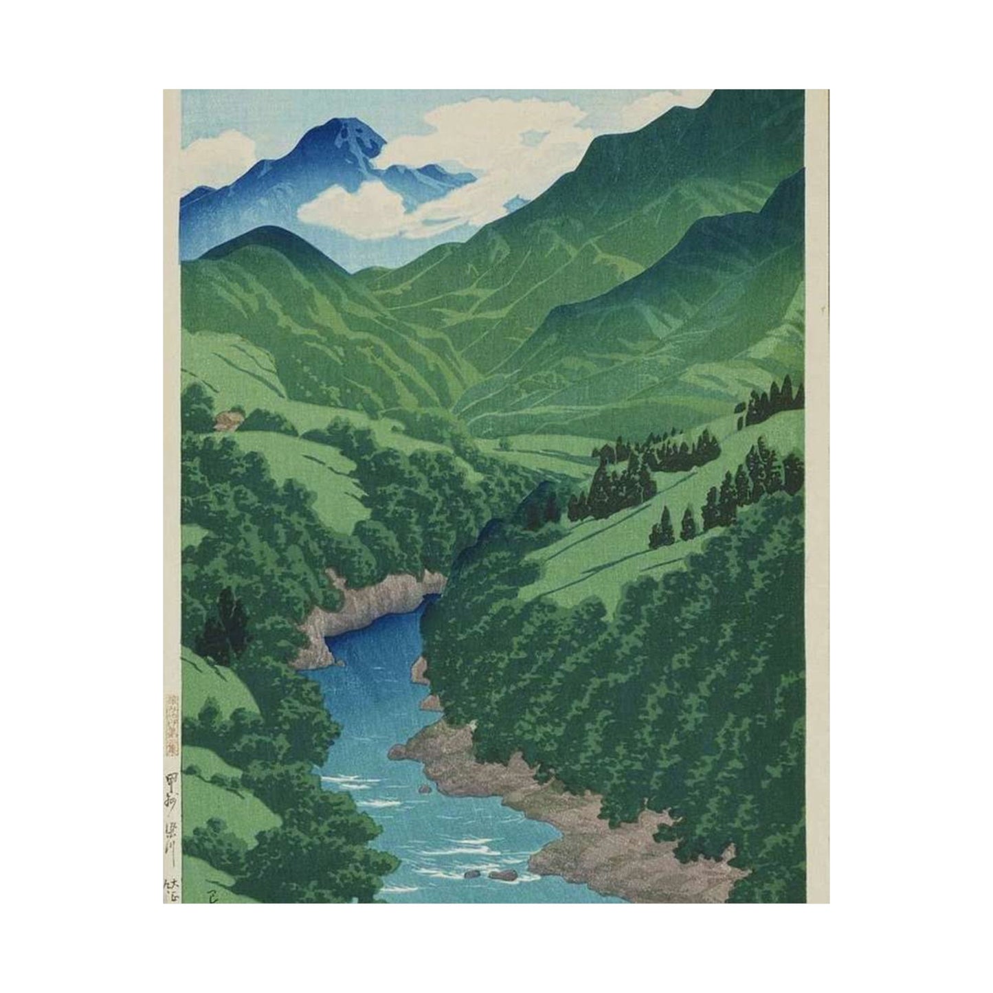 Tabi miyage dai nishū, Kōshū Yanagawa by Kawase Hasui High Quality Matte Wall Art Poster for Home, Office, Classroom