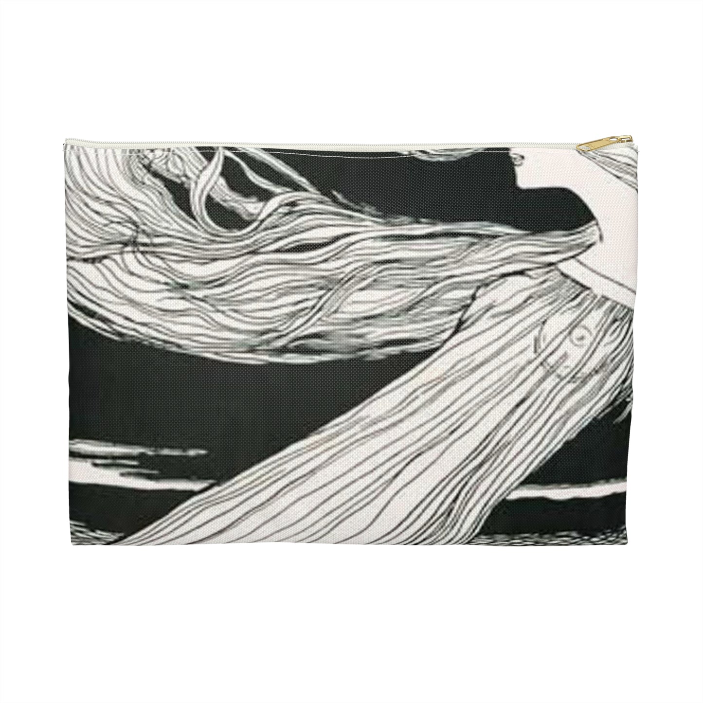 Witzel-210 - Art nouveau public domain image Large Organizer Pouch with Black Zipper