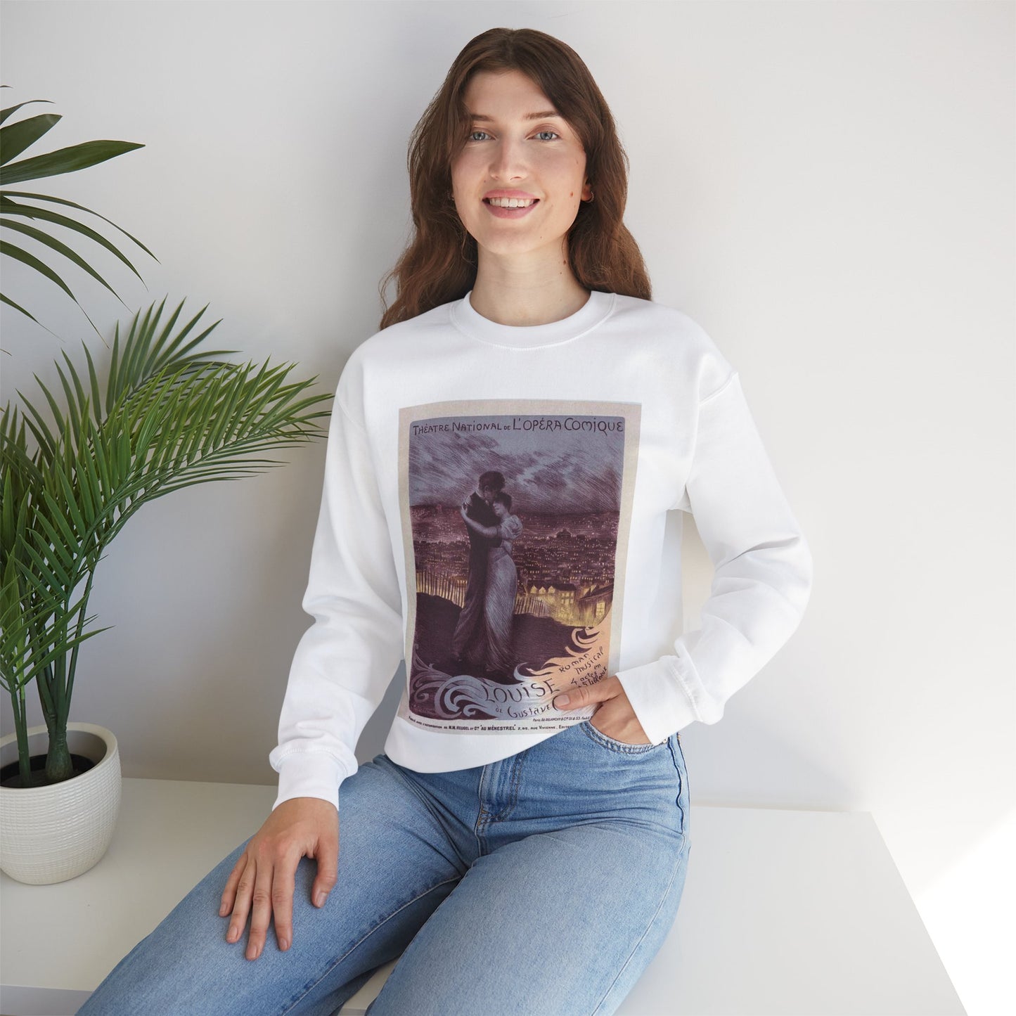 Affiche pour l'Opéra-Comique "Louise". White Heavy Blend Adult Crew Neck SweatShirt