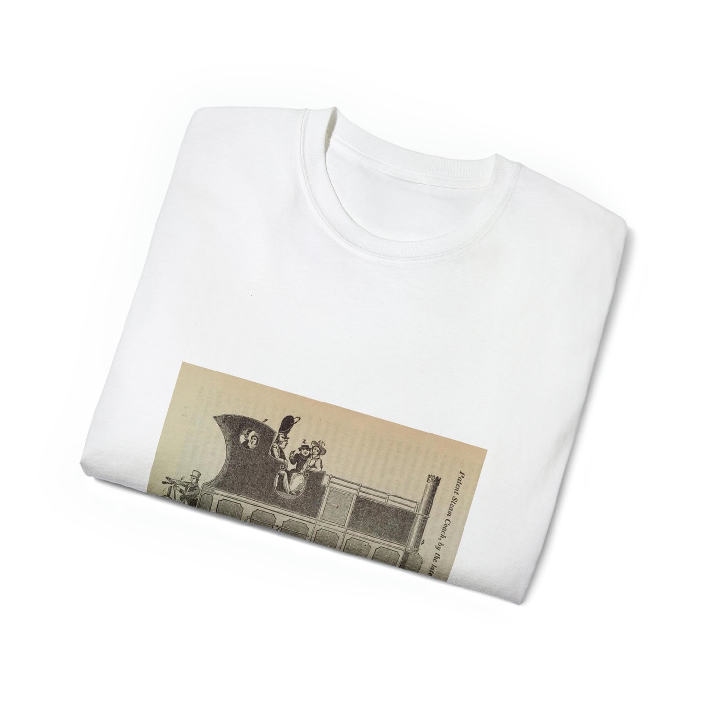 Patent Drawing of Engine - Patent steam coach, by the late Mr. David Gordon Public domain image White T-Shirt Gildan 2000 Cotton Unisex