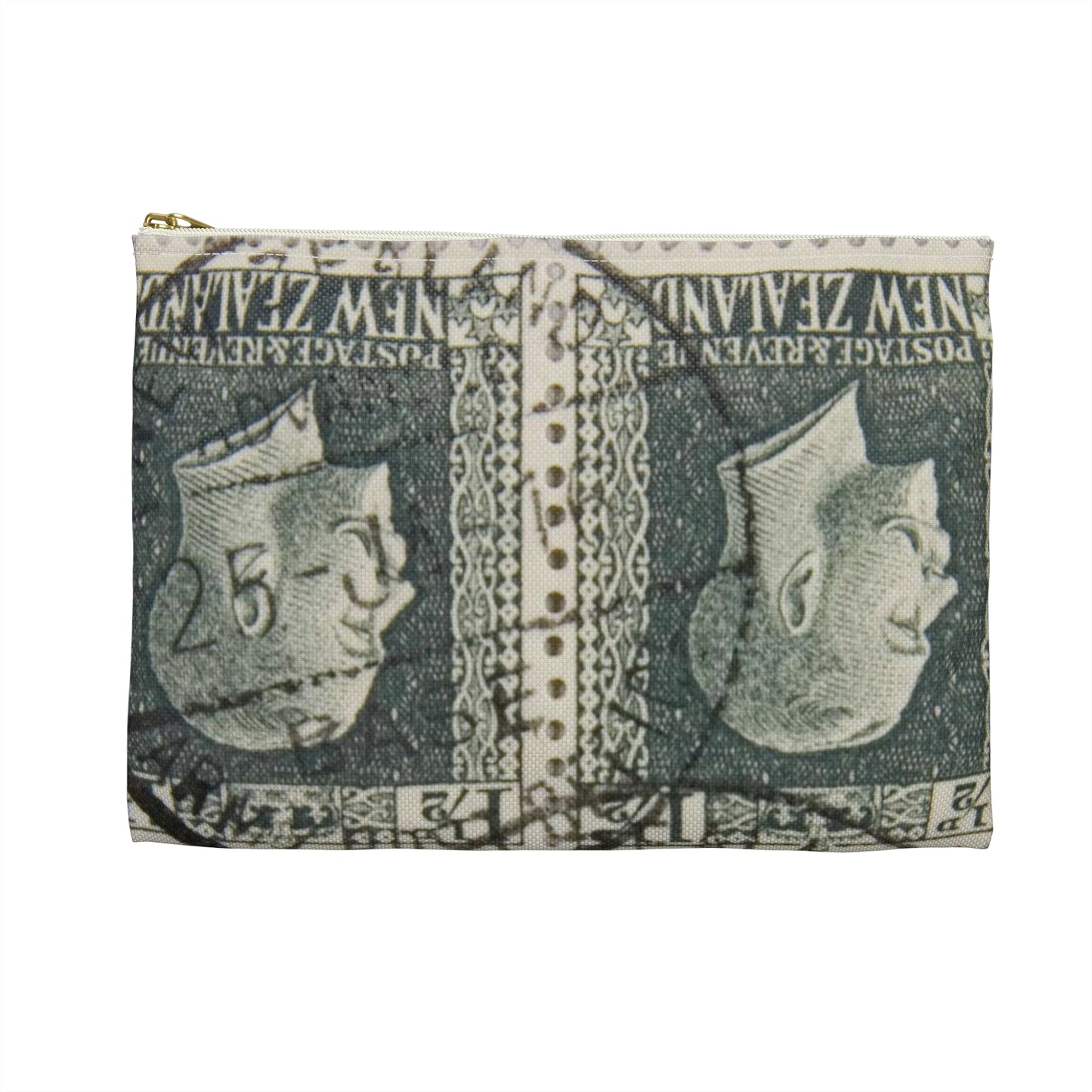 Block of one and a half penny 'King George V' definitive stamps in grey slate Large Organizer Pouch with Black Zipper