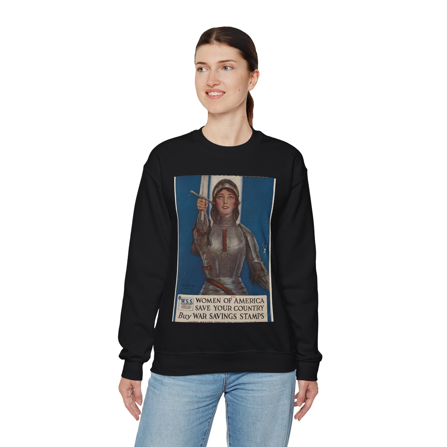 Joan of Arc Saved France Black Heavy Blend Adult Crew Neck SweatShirt