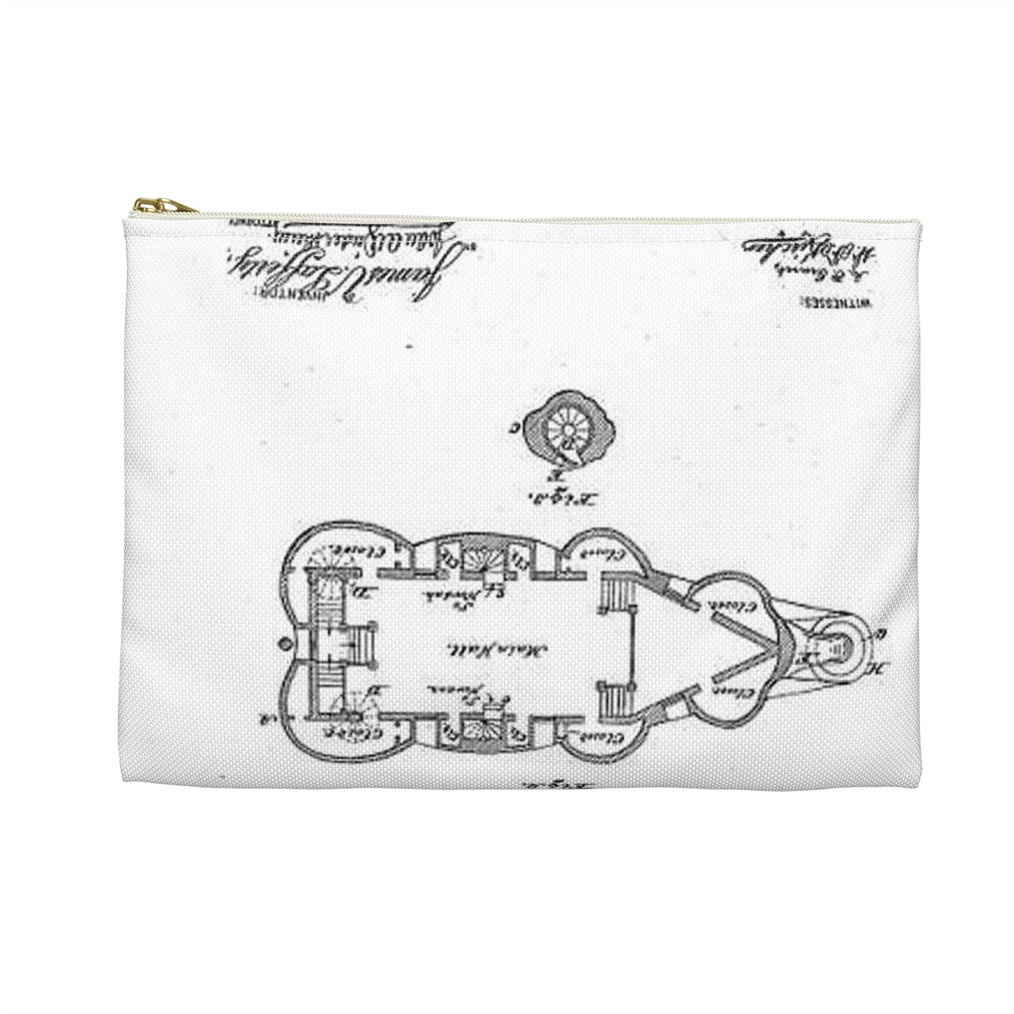 Patent Drawing of Engine - Lucy-USpatent268503 1882 Public domain image Large Organizer Pouch with Black Zipper