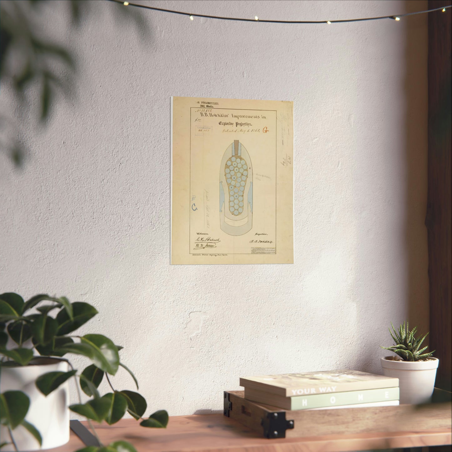 Patent drawing - Drawing of Improvements in Explosive Projectiles Public domain image High Quality Matte Wall Art Poster for Home, Office, Classroom